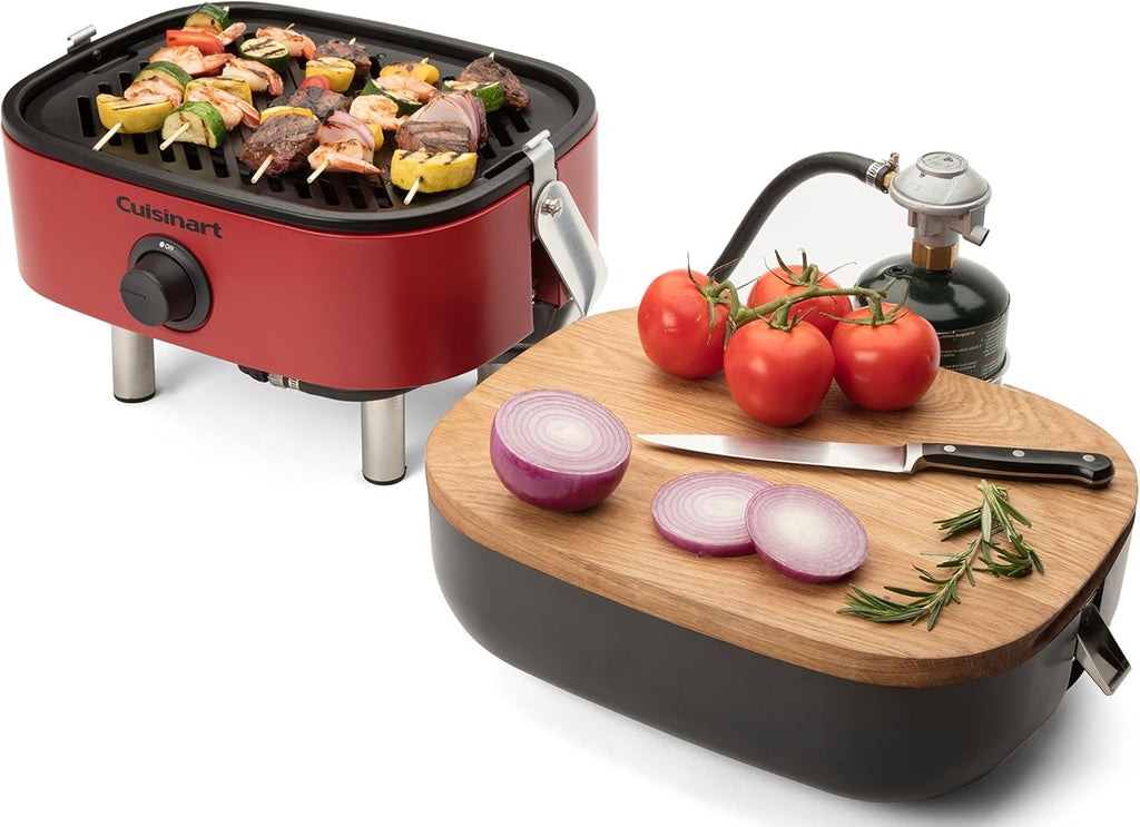Cuisinart CGG-750 Portable, Venture Gas Grill, Red + Cuisinart CGS-1000 4-Piece Folding Grill Tool Set