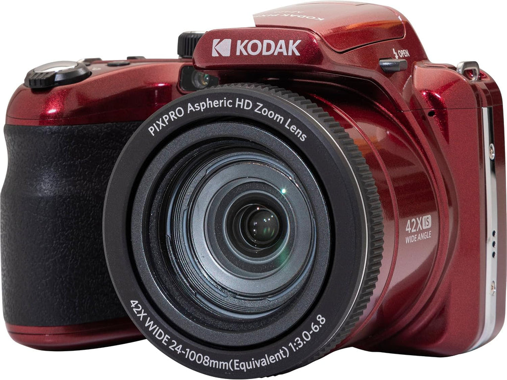 Kodak PIXPRO AZ425 Digital Camera 42X Optical Zoom (Red), Camera Case, 128GB Memory Card