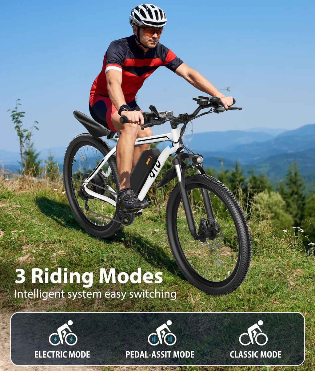 Electric Bike For Adults 1200W Peak Lightweight Mountain Ebikes,28MPH 26'x2.1' Fast Electric Bicycles,90 Miles PAS Long Range,48V 624Wh Removable Battery,7-Speed E-Bicycles with Mobile Phone Holder