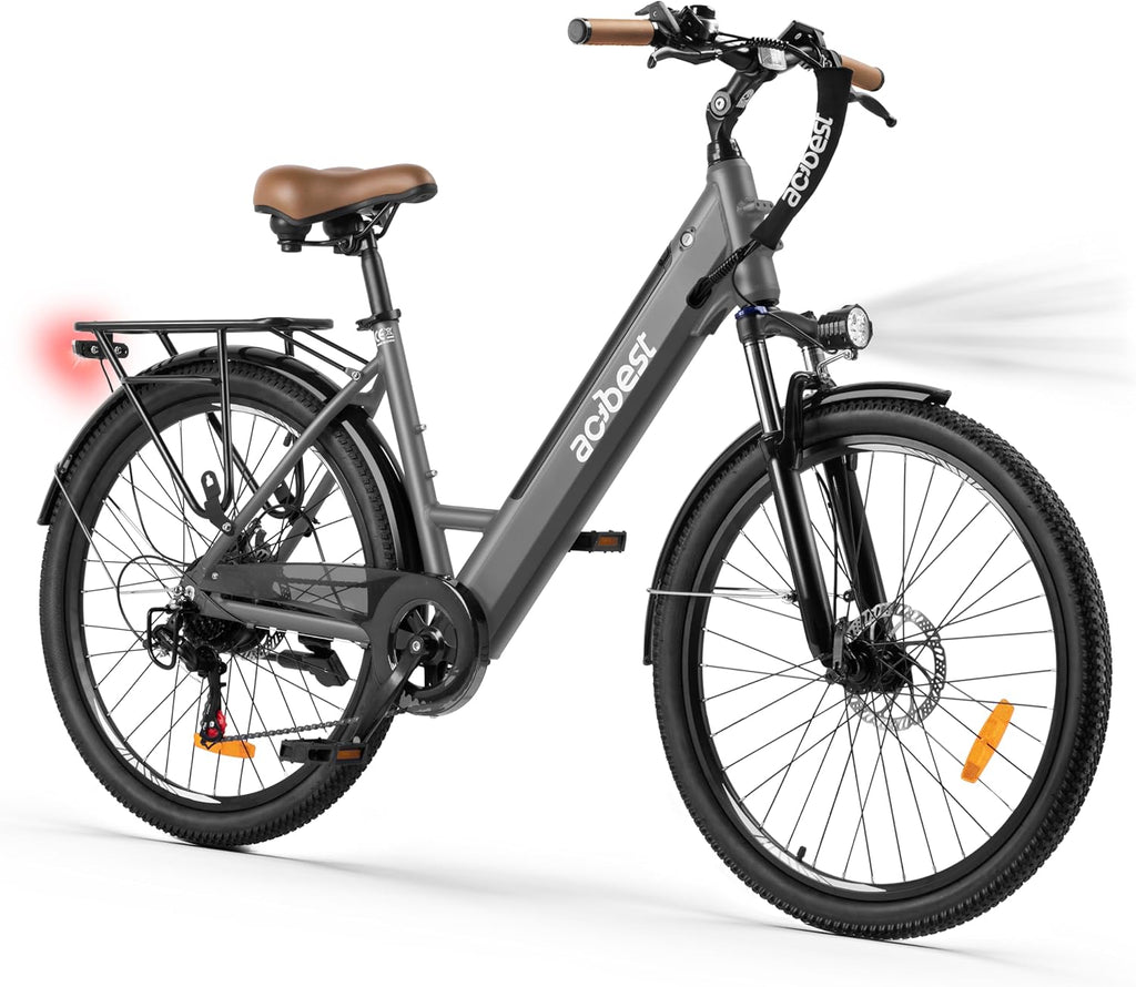 ACTBEST Core Electric Bike for Adults - 468Wh Removable Battery, 26 inch Step Thru Electric Bicycle, Peak 750W Brushless Motor Cityrun Ebike, with 7 Speed, Up to 50 Miles