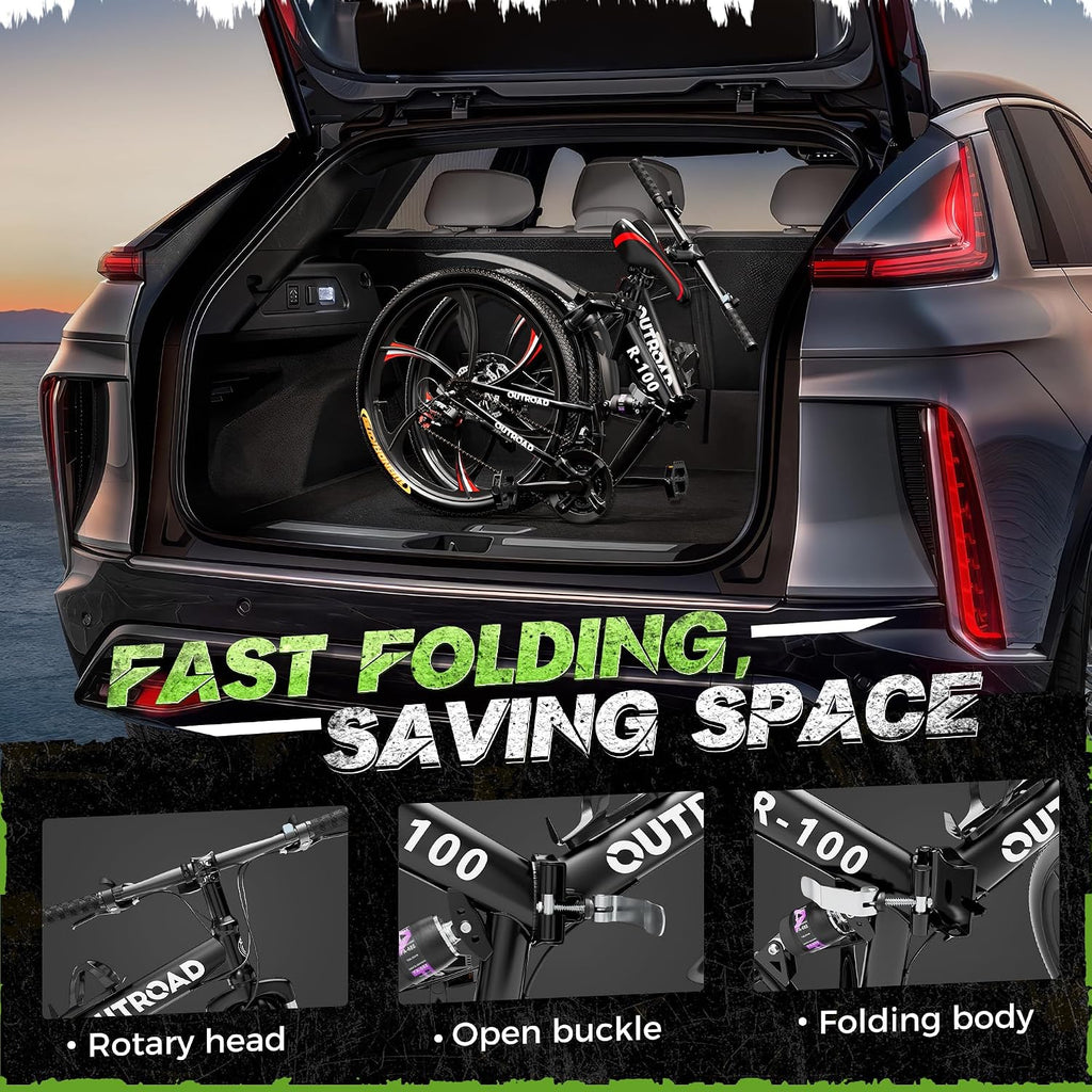 26 Inch Adult Folding Bikes/Mountain Bikes, 21 Speeds Mountain Bicycles with Full Suspension, Dual Disc Brake, High Carbon Steel Frame, Foldable Bike for Men/Women/Teen, HM-Black