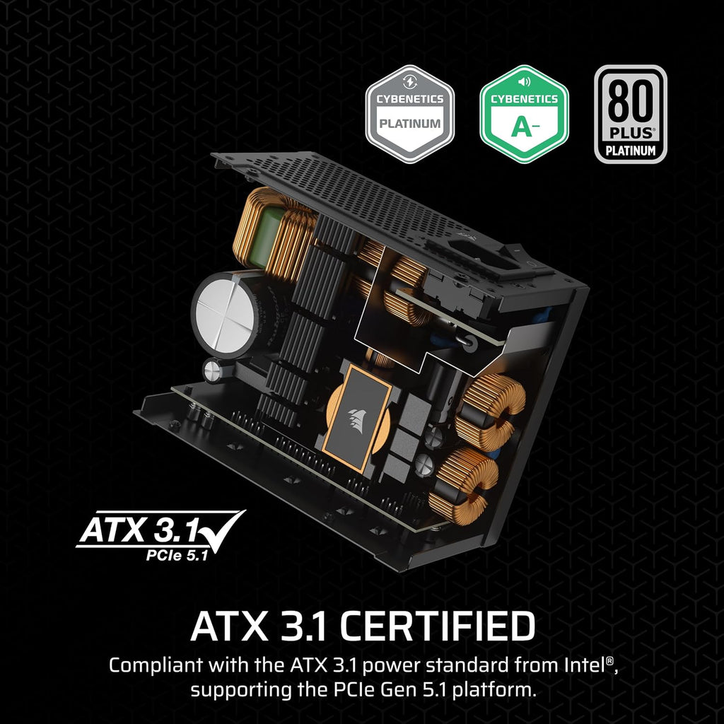 CORSAIR SF750 (2024) Fully Modular SFX Low Noise 80 Plus Platinum Power Supply â€' ATX 3.1 Compliant â€' PCIe 5.1 Ready â€' Small Form Factor â€' Bracket Included â€' Black
