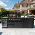 104 Inch Deluxe Stainless Steel Natural Gas Outdoor Kitchen Island Grill - 4-Burner 72000 BTU, 4 modular units for flexible and versatile combinations, For Patio, Lawn, Backyard, Black