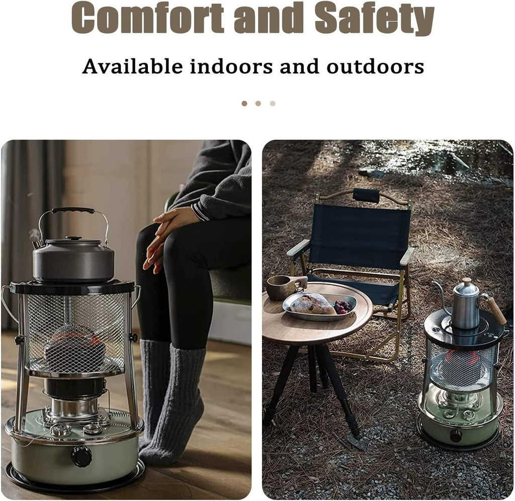 Kerosene Heater Indoor/Outdoor with BBQ Grill, 10000 BTU Portable Non Electric Heater, Camping Kerosene Stove for Heating, Cooking, Camping (Liftable)