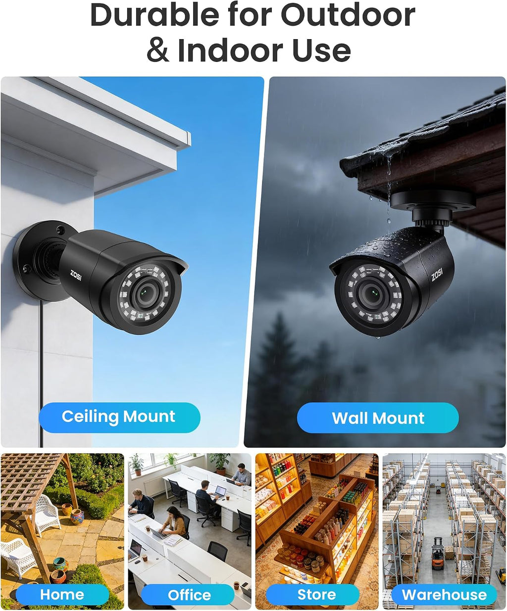 ZOSI H.265+ 8CH 5MP Lite DVR Security Camera System with 1TB Hard Drive, 80ft Night Vision, Instant Alerts, Free App for Remote Access, 1080p