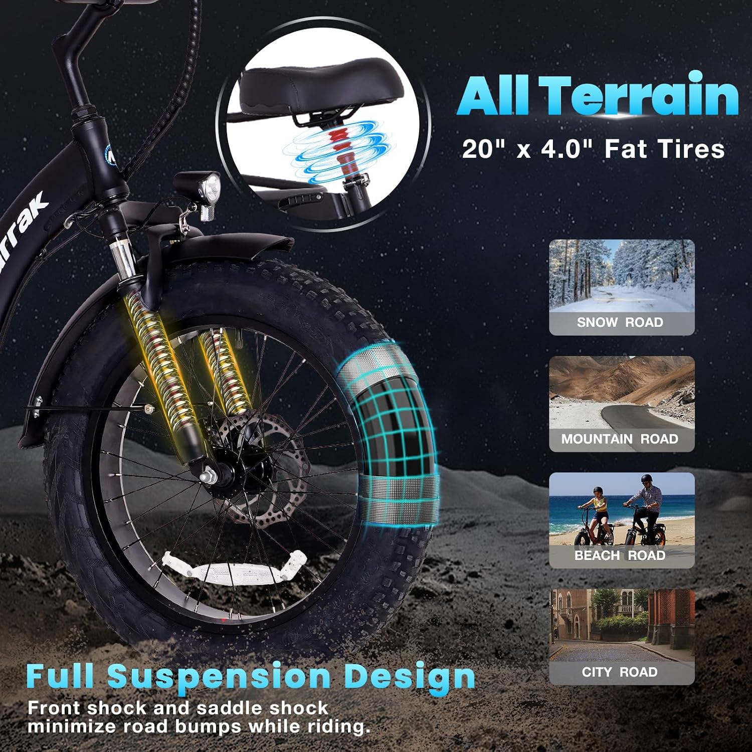 NARRAK Electric Tricycle for Adults,Fat Tire Folding Electric Trike,3 Wheels Electric Bicycle Bikes, Peak 1350W Step-Thru Etrike with Removable Battery and Large Basket for Women Men