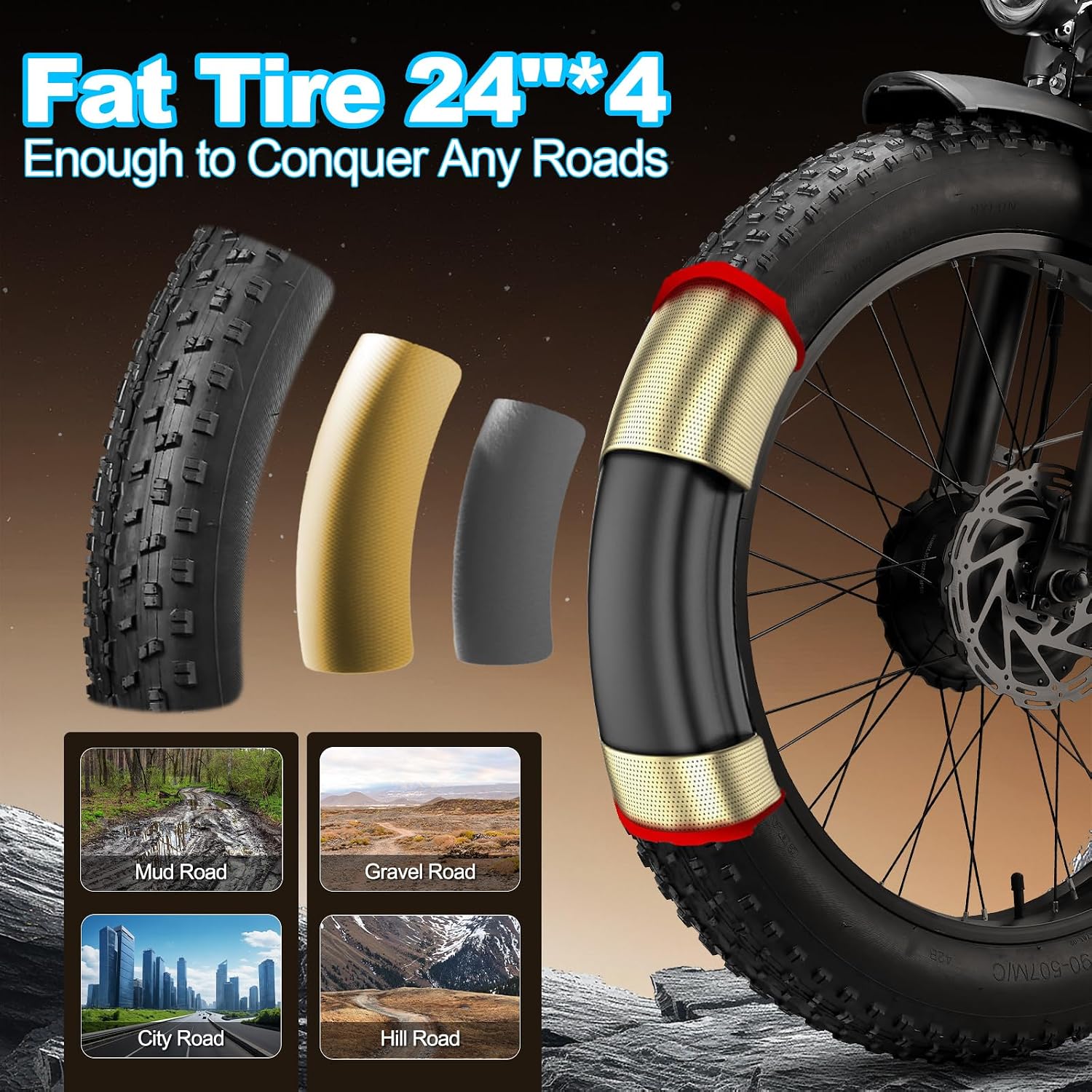 9000W Peak Dual Motor Ebike,58V Max 34Ah Adults Electric Bike,Up to105 Miles Range 47MPH Top Speed Fast Ebike,Full Suspension 24Inches Fat Tires Mountain E Bicycle for Sand Snow Beach&Off-Road
