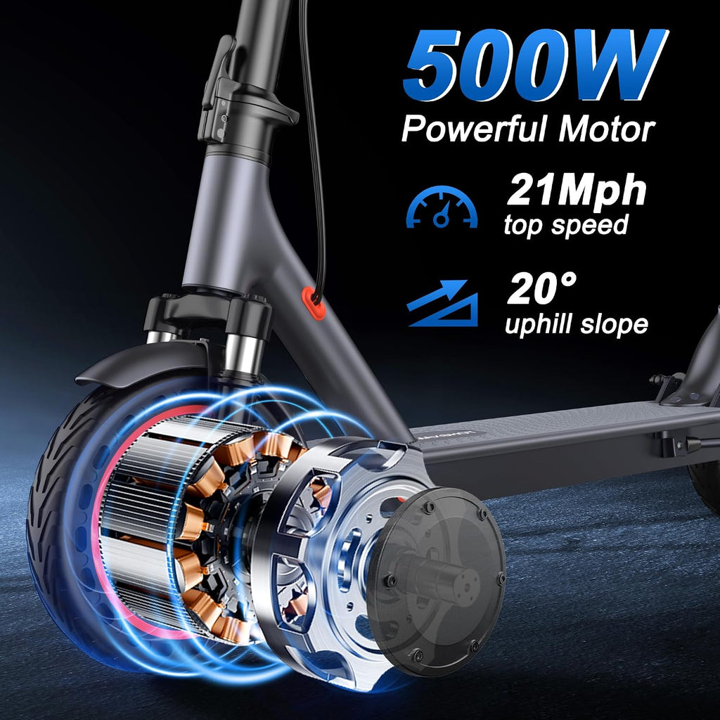 Maxshot Electric Scooter, 8.5' /10' /14' Tire, 16/19/22 Mph Top Speed, 12/16/21/27/28/49/50 Miles Long Range, Folding Escooter for Adults and Kids with Seat Bag, Dual Braking, Dual Suspension, App