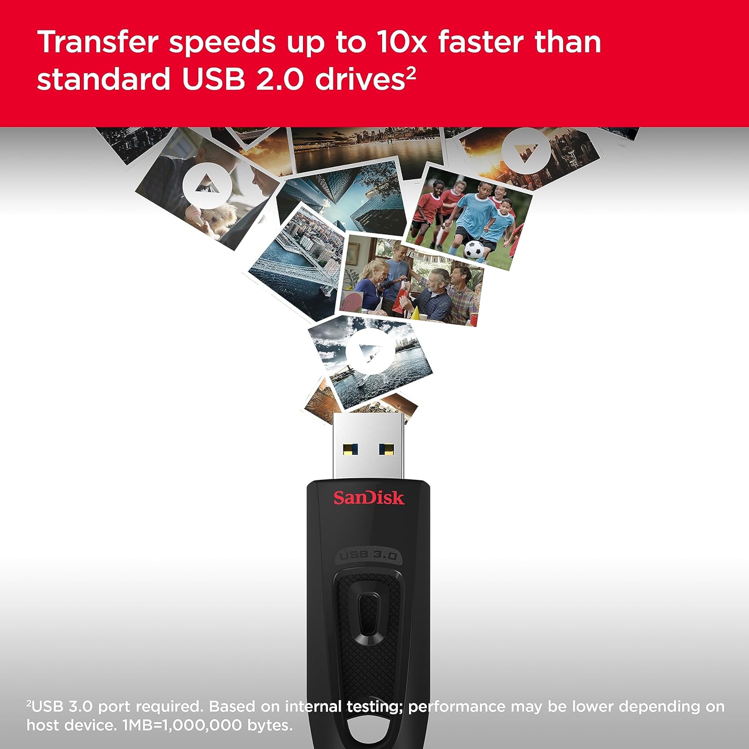 SANDISK 128GB 5-Pack Ultra USB 3.0 Flash Drive (5x128GB) - SDCZ48-128G-B5CT, Black
