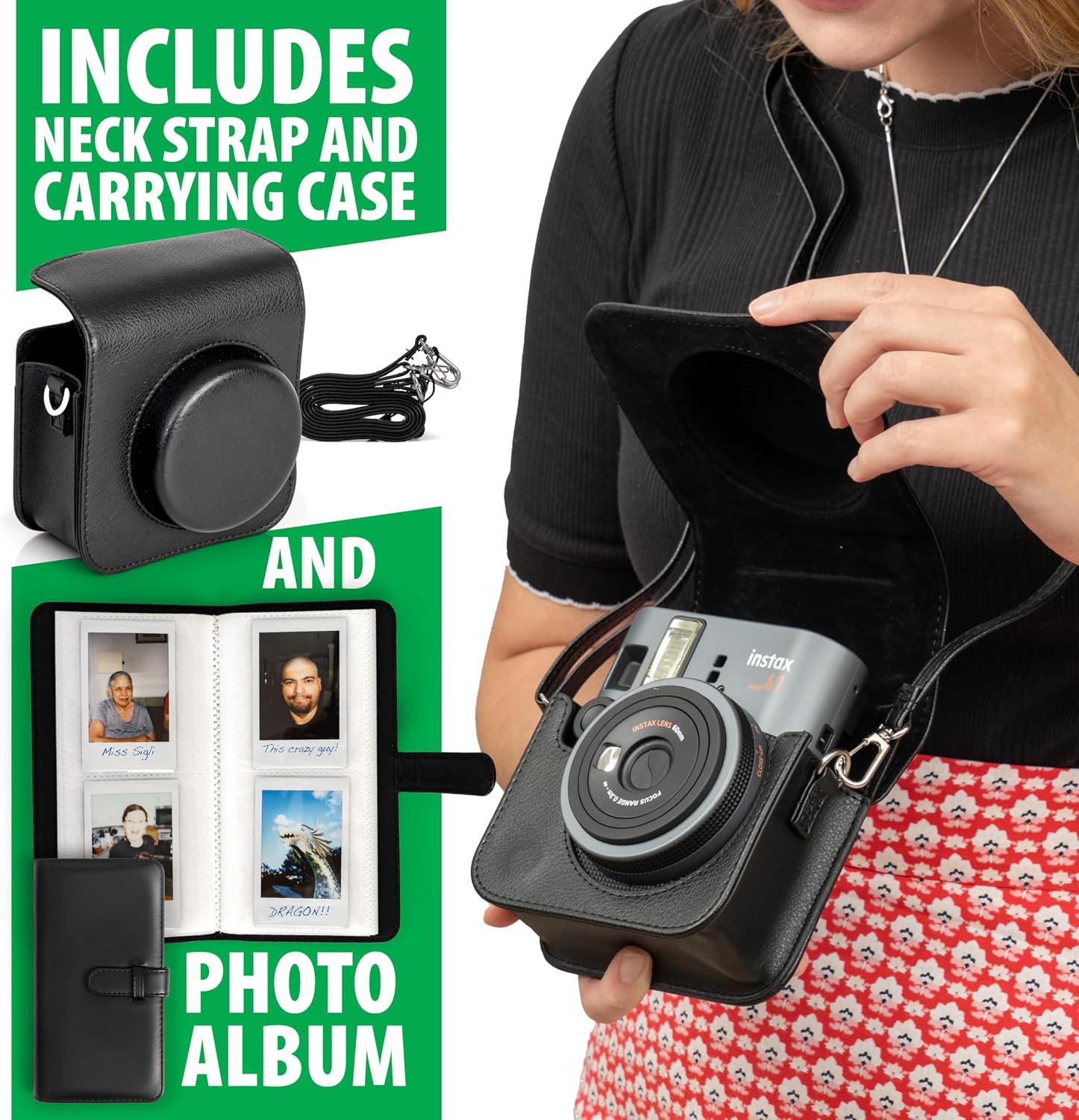 Fujifilm Instax Mini 41 Instant Film Camera Black + 20 Instax Instant Film Prints Bundle