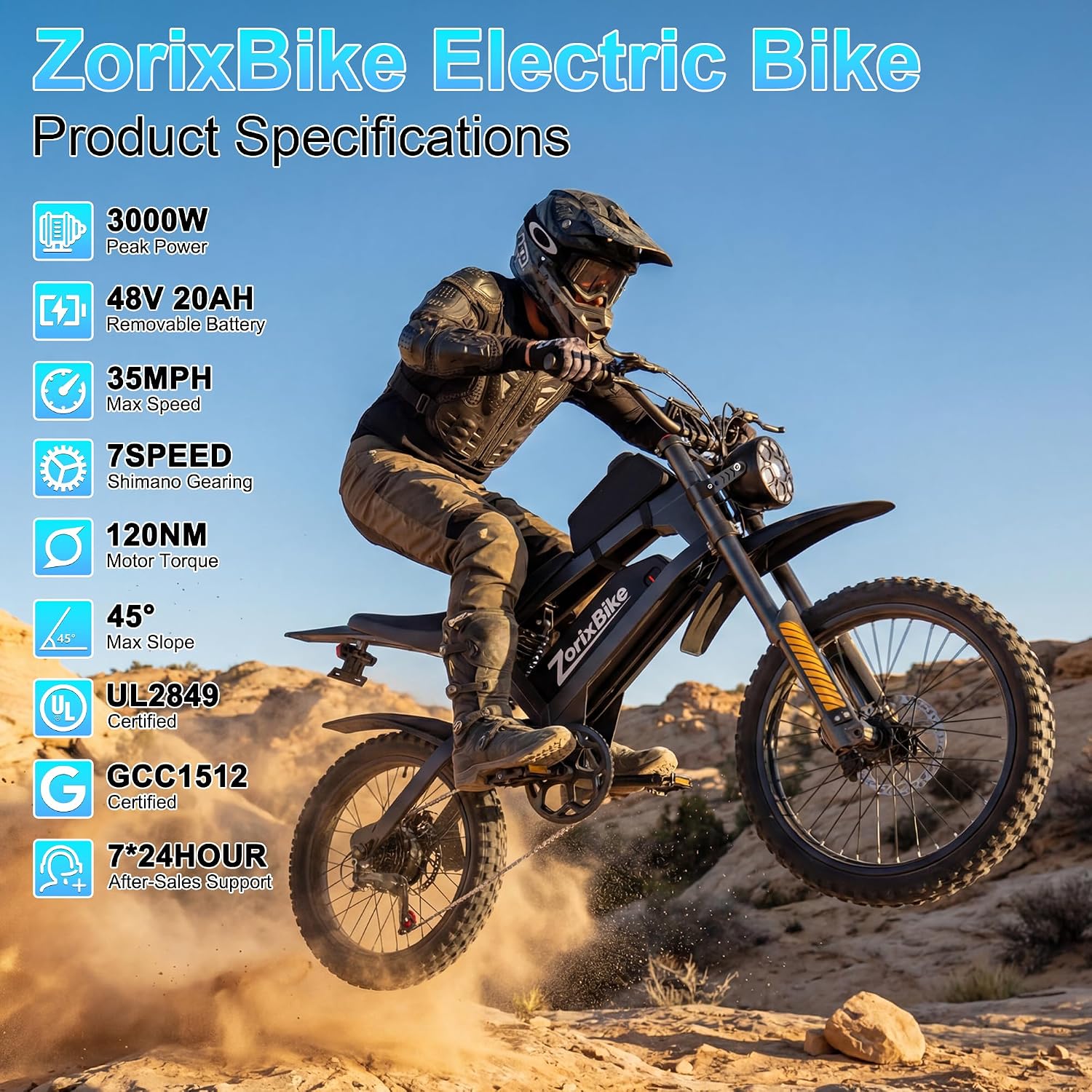 Electric Bike for Adults,48V 20AH - Peak Power 1500/3000W Brushless Motor Electric Bicycle - Max Speed 31-35MPH - Max 80 Miles Range - 20' x 4.0' Fat Tire Dirt E-Bike,7-Speed - UL 2849