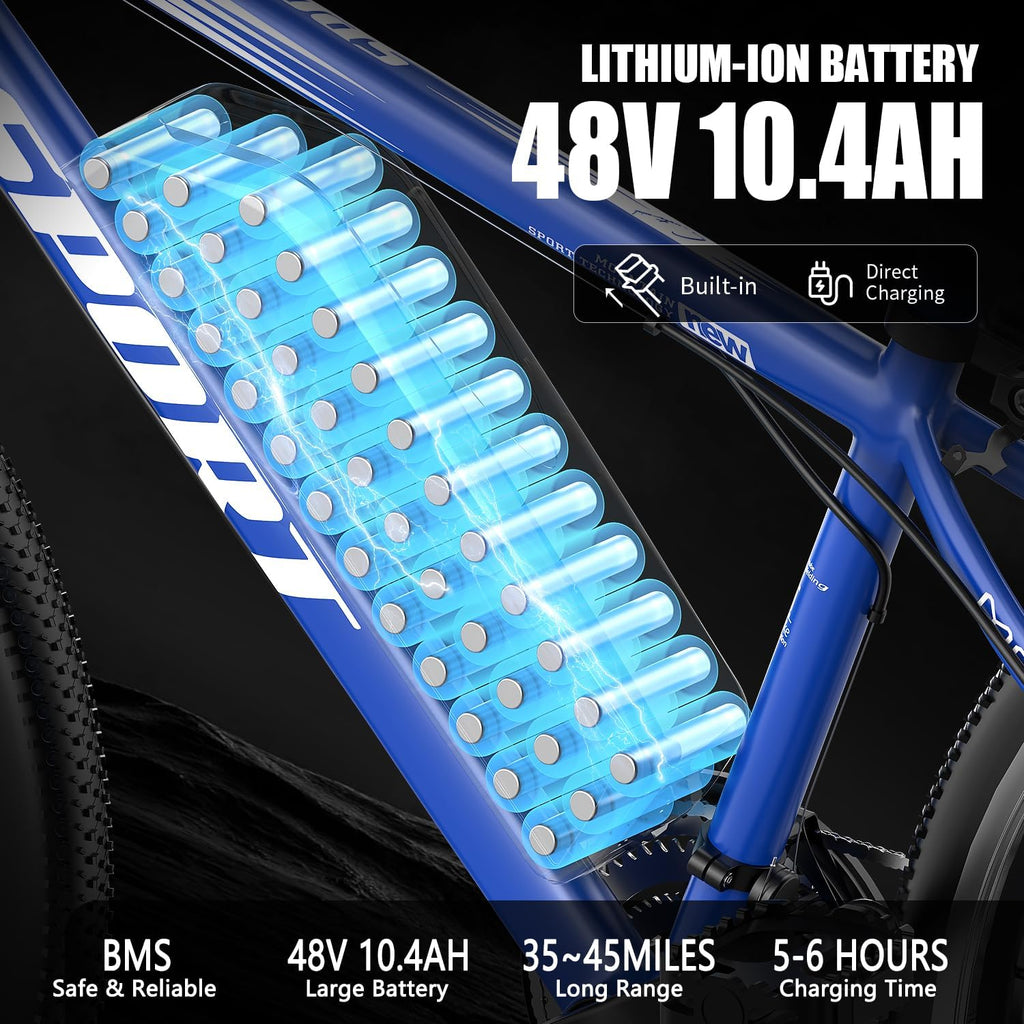 Electric Bike for Adults, 26'' 1500W Peak Ebike, Up to 65 Miles 28MPH Electric Mountain Bike with 48V 10Ah Removable Battery, Adjustable Seat,Cruise Control, Full Suspension,7-Speed UL Certified