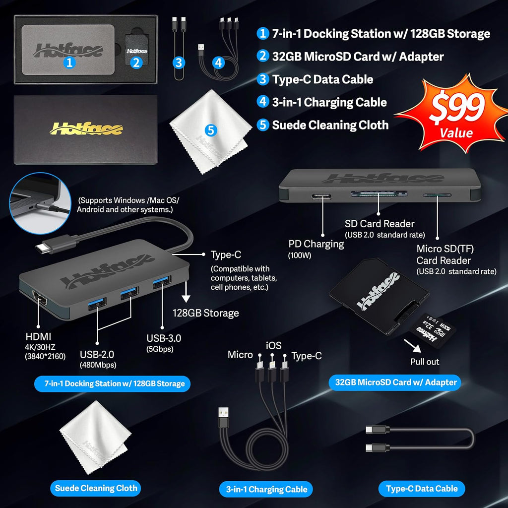 Lenovo Ideapad 3 15.6' FHD Chromebook, Intel Celeron N4500, 4GB RAM, 224GB Storage (64GB SSD+160GB Docking Station Set), ‎Intel UHD Graphics, Full Size Keyboard, Chrome OS, Artic Gray