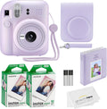 Fujifilm Instax Mini 12 Instant Camera with Case, 20 Fujifilm Prints, Decoration Stickers, Frames, Photo Album and More Accessories (Lilac Purple)