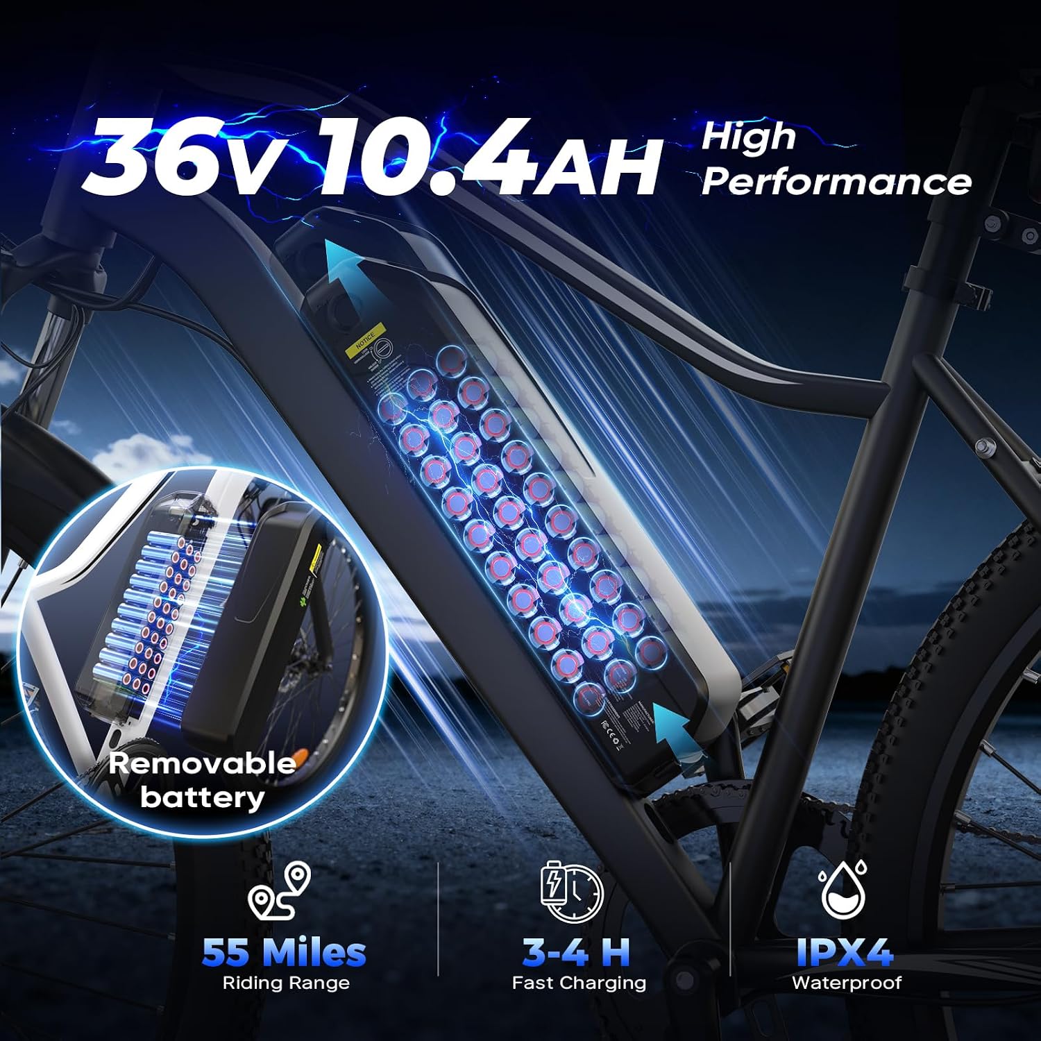 Electric Bike - Electric Bike for Adults, 1500w/1000W/750W Peak Motor, Up to 55 Miles, 20MPH EBike, 26'' Tires Lightweight E Bike for Commuting Mountain Road Sand