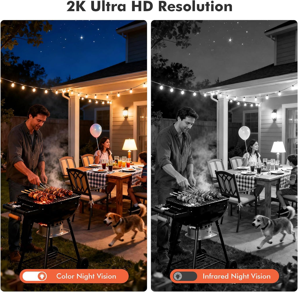 Dzees 2K Security Cameras Wireless Outdoor, Battery Powered AI Motion Detection Spotlight Siren Alarm WiFi Surveillance Indoor Home Camera, Color Night Vision, 2 Way Audio, SD/Cloud IP66, 4 Pack