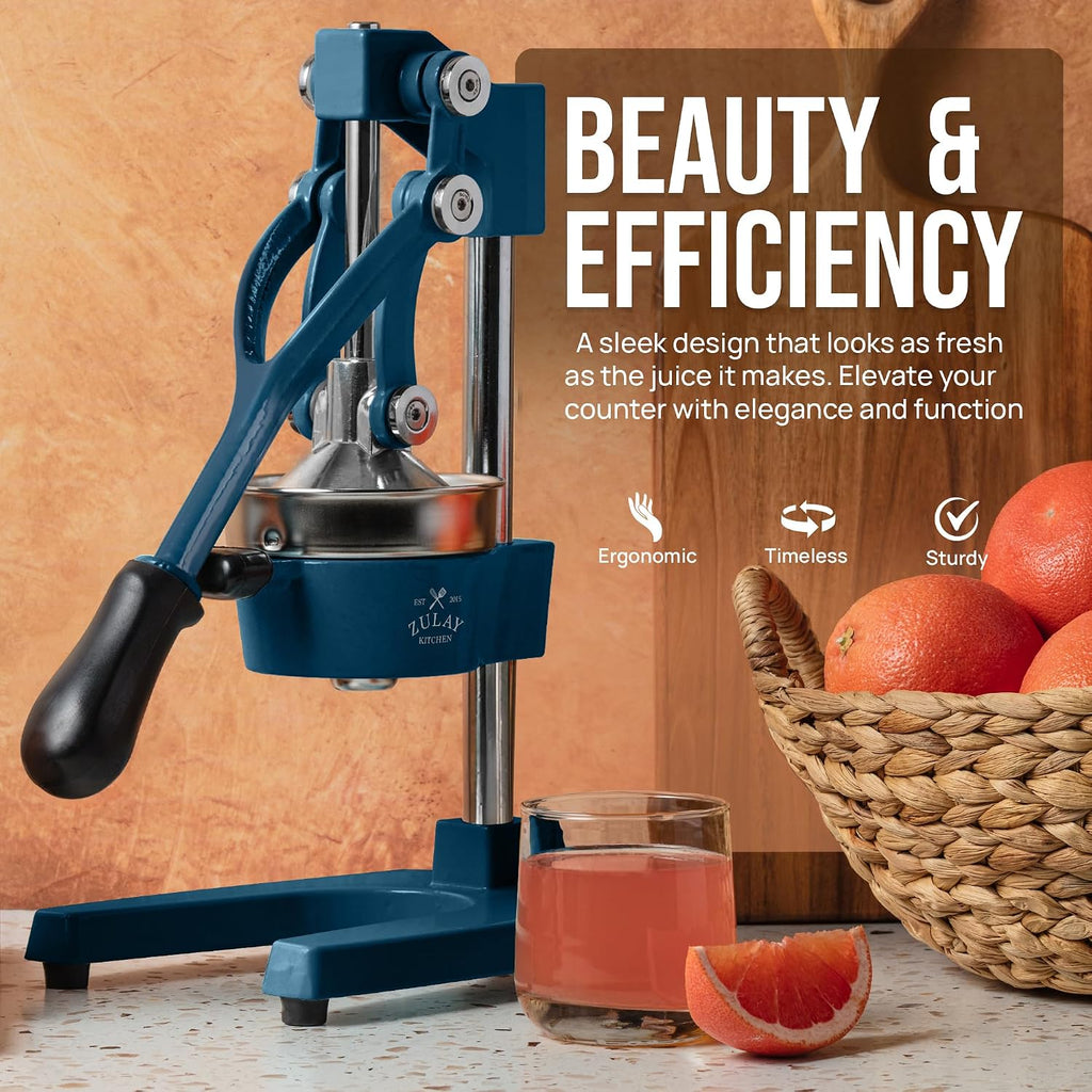 Zulay Kitchen Cast Iron Juicer - Heavy Duty Manual Juicer with Detachable Strainers for Easy Cleaning, Orange Juice Press for Citrus Fruits, Perfect for Bartenders, Juice Lovers & Health Enthusiasts