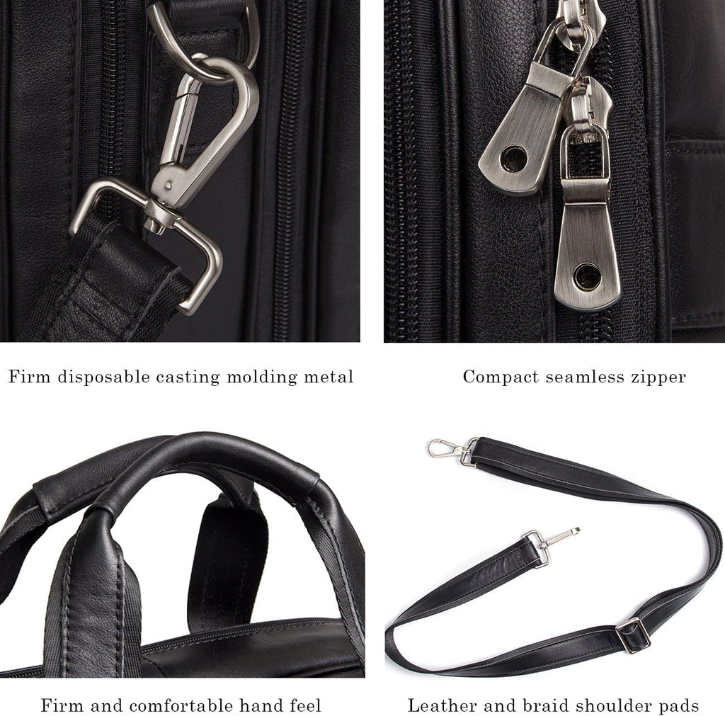Augus Business Travel Briefcase Genuine Leather Duffel Bags for Men Laptop Bag fits 15.6 inches Laptop