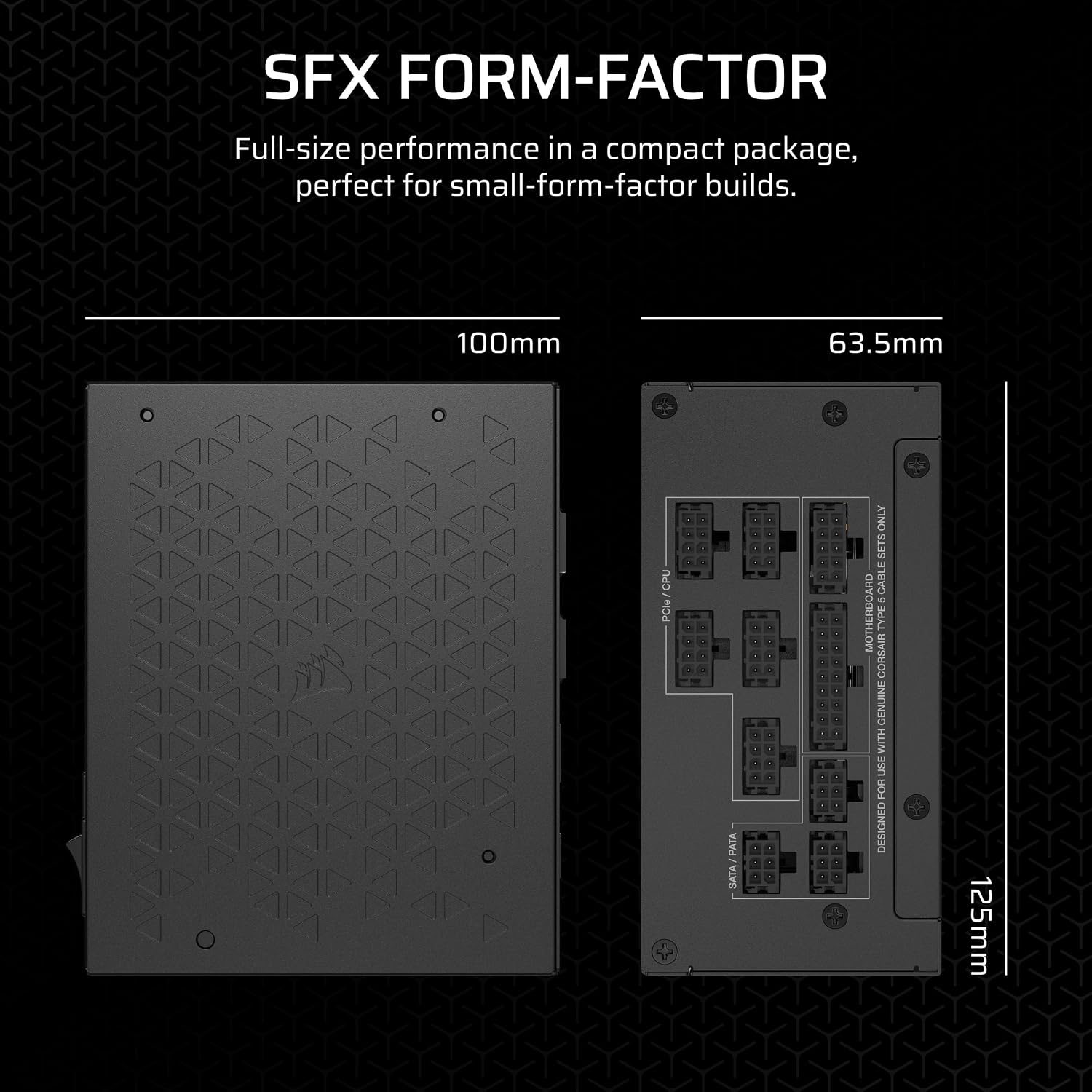 CORSAIR SF850 (2024) Fully Modular SFX Low Noise 80 Plus Platinum Power Supply â€' ATX 3.1 Compliant â€' PCIe 5.1 Ready â€' Small Form Factor â€' Bracket Included â€' Black