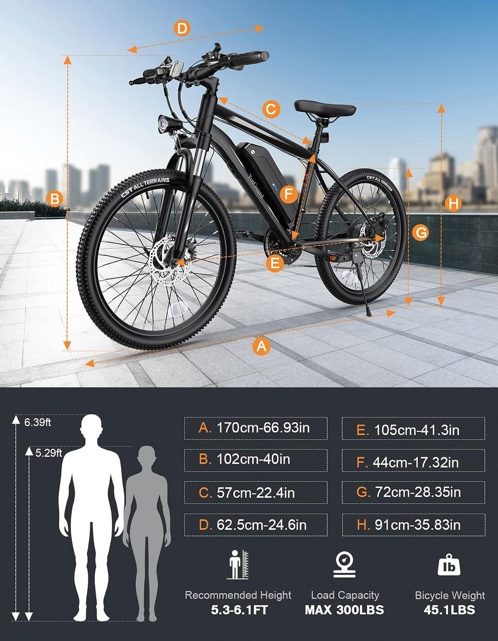 TotGuard Electric Bike for Adults, 26' Ebike with Peak 500W Brushless Motor, Electric Mountain Bike with 374Wh Removable Battery, 50 Miles Electric Bicycle with Suspension Fork, 21 Speed, LCD Display.
