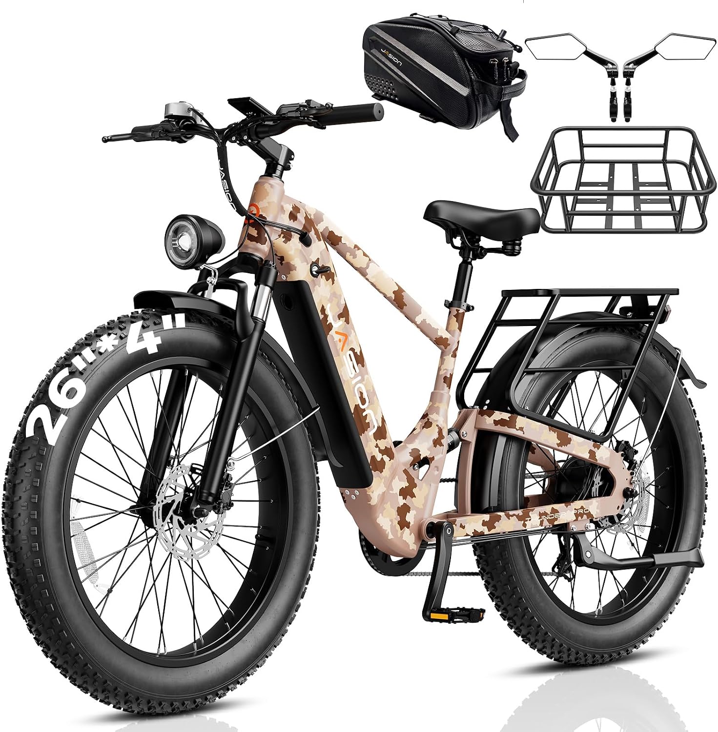 Jasion Thunder PRO/ST Electric Bike,2000W Peak Ebikes for Adults,26''Fat Tire Best Ebike for Men,90 Miles with 1040Wh Battery,35 MPH Max Speed Bicycles,500 lbs Capacity,Certified By UL2849