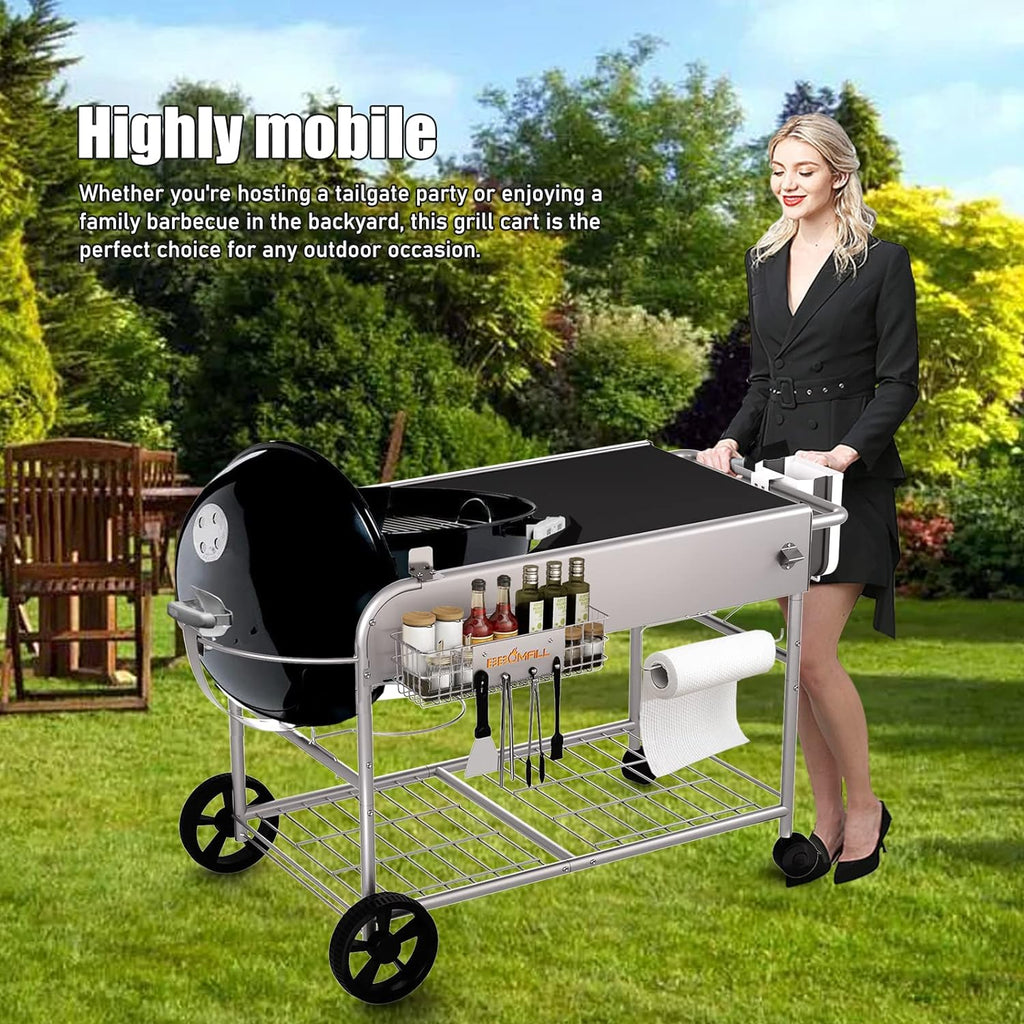 Grill Table for Weber 22' &18' Original Kettle, for Weber Grill Table, Stand Cart for JumboJoe Master-Touch Charcoal Outdoor Prep Performer Charcoal Accessories for Outside
