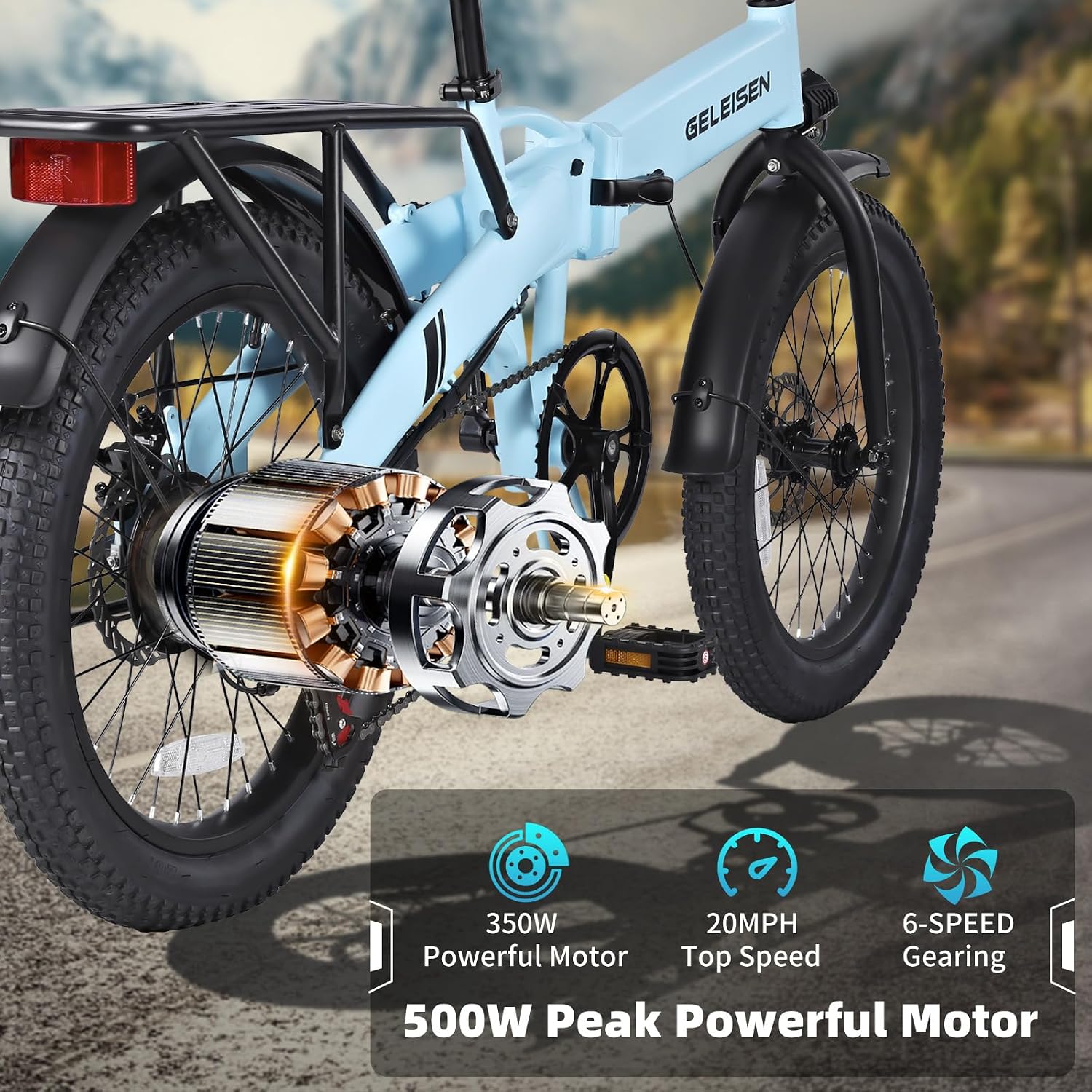 Folding Electric Bike for Adults, 20'×3.0 Fat Tire Electric Bicycle, 374.4Wh Battery Ebike, 20MPH Electric Cargo Bike with LCD Color Display & 6 Speed Gears (Fits for 5'0'+)