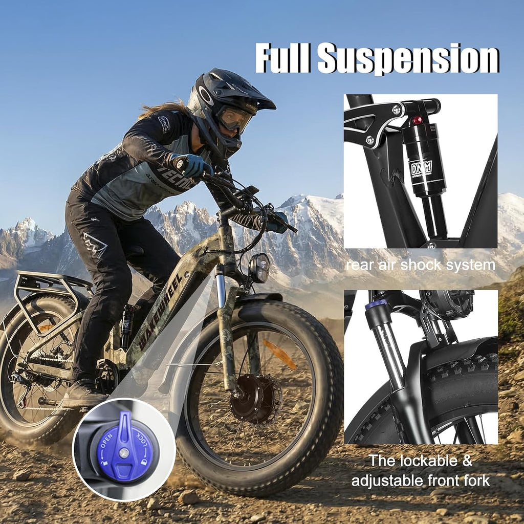 Peak 8000w Electric Bike for Adults, 60V Battery Ebike, Fat Tire & Long Range Electric Bicycles, 210Nm Mountain Bike Full Suspension, Hydraulic Brake Electric Bicycle