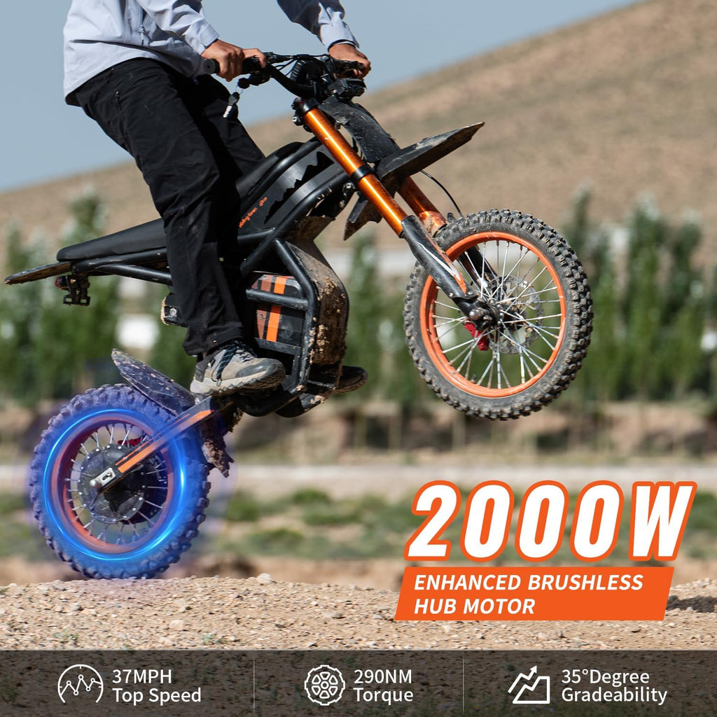 GT54 PRO /GT54 Electric Dirt Bike for Teens, 60V 25AH 40MPH // 48V 27AH 37MPH Ebike with 14'/12' Motorcycle Tire, 3000W/2000W Dual Hydraulic Brakes Mountain Off-Road Dirtbike for Ages 13+