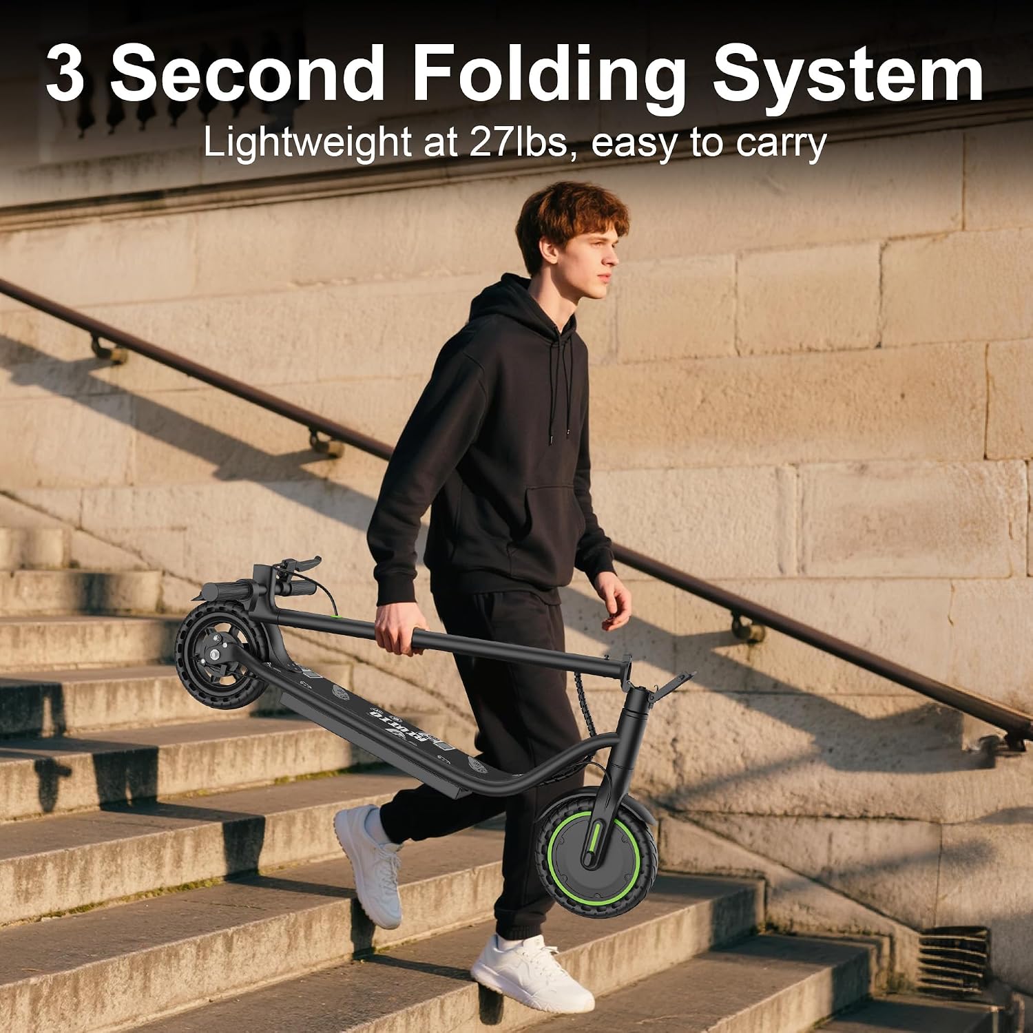 Electric Scooter, 350W-500W Motor, 19 MPH to 22MPH, 15-41 Miles Range, Dual Suspension, Dual Braking, App Control, Foldable Commuter E Scooter for Adults and Teens