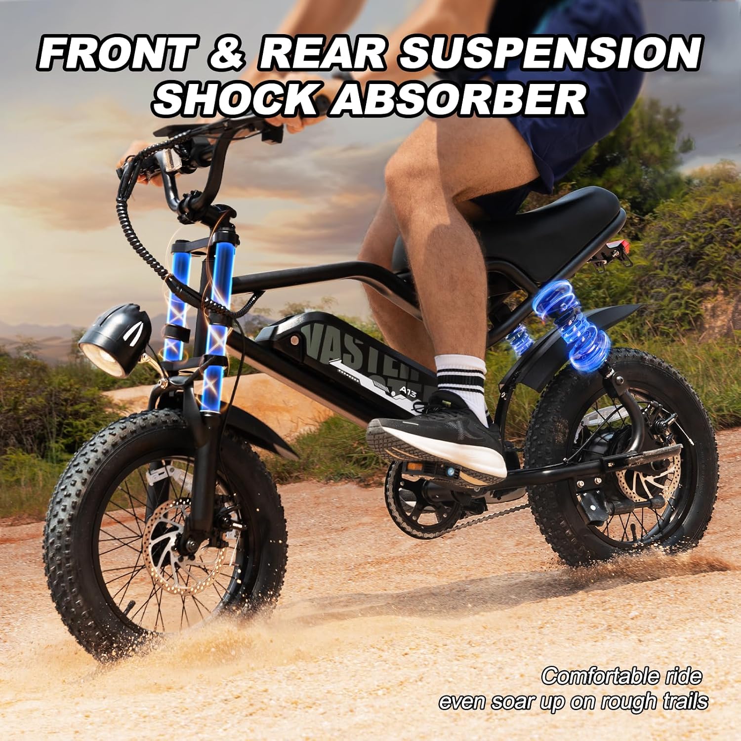 VDL Mountain Electric Bike for Teens/Adults, 16' Fat Tire Ebike, Wider Seat 500W Motor with Removable Battery, 20MPH, UP to 35 Miles Mountain Bike, Teenagers ebike for Riding&Commuting