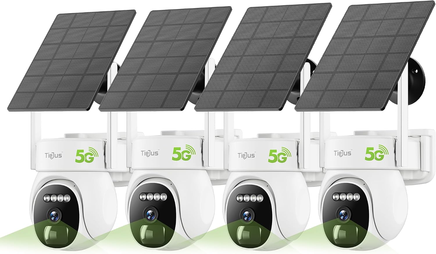 2.4G/5G Security Cameras Wireless Outdoor, 2K Solar Camera for Home Security, Battery Powered, 360° PTZ/Color Night Vision/2Way Talk/Compatible with Alexa/IP66 Waterproof(4 Pack)