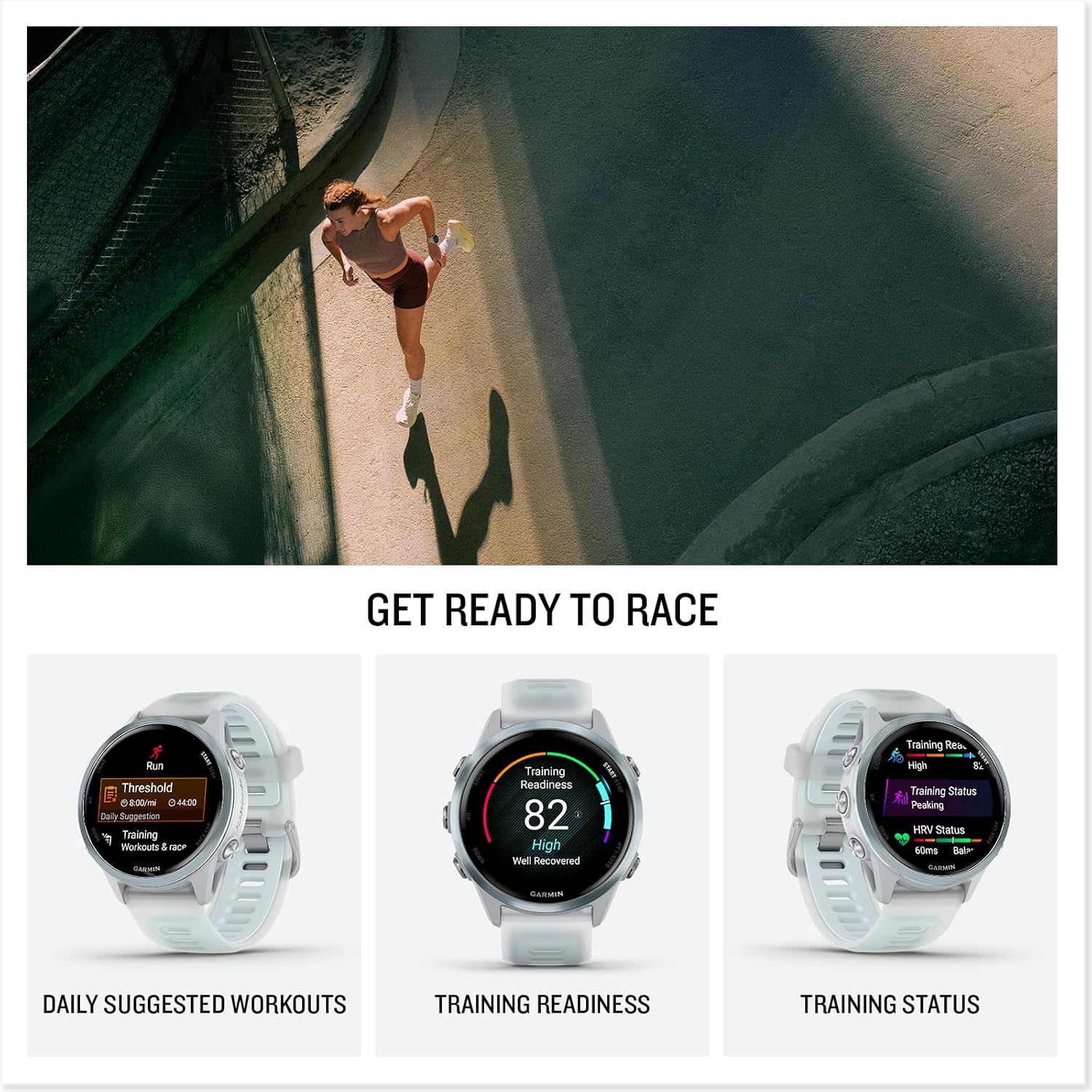 Garmin® Forerunner® 570, 42mm, Advanced GPS Running and Triathlon Smartwatch, AMOLED Display, Training and Recovery Features, Cloud Blue Aluminum with Translucent Whitestone/Band