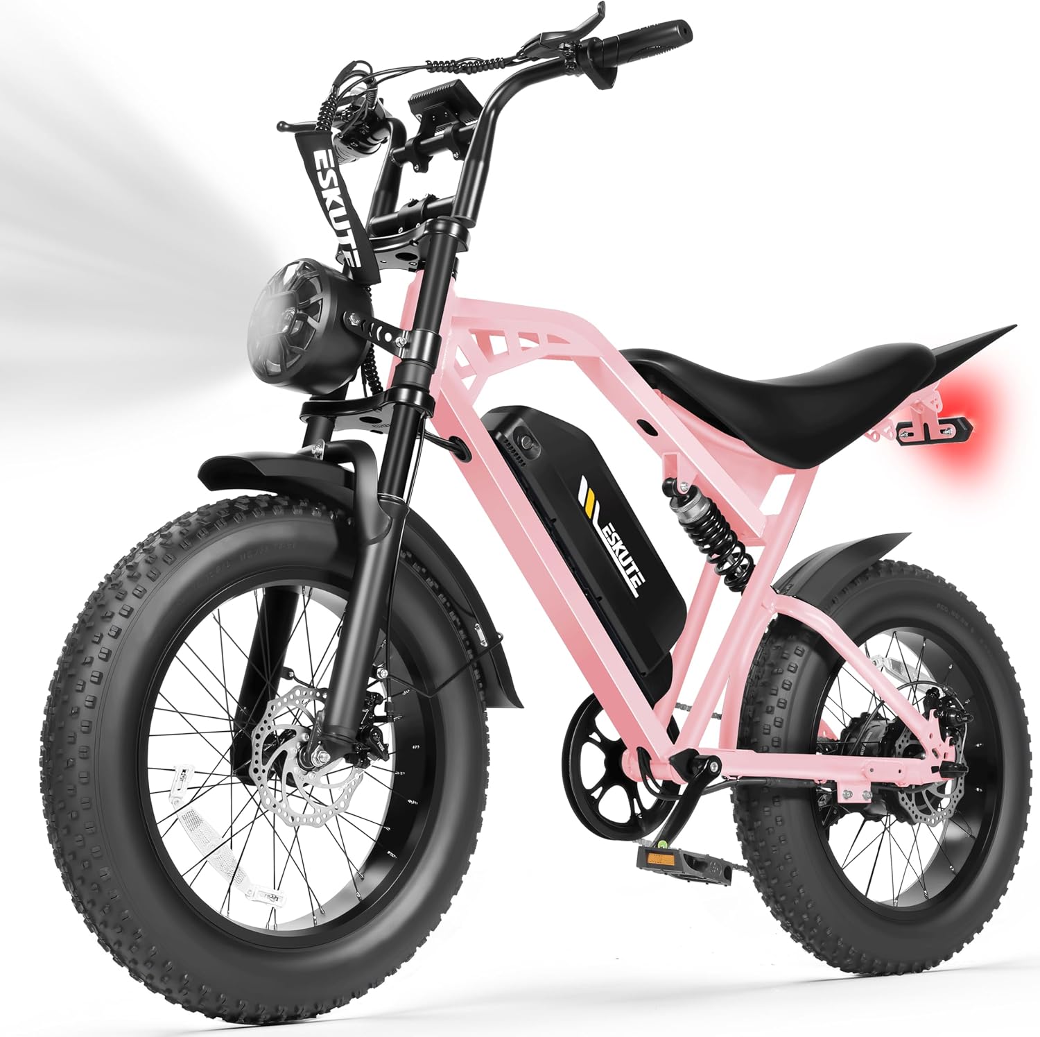 ESKUTE V200 Electric Dirt Bike for Adults,52V20.8Ah Battery,20' x4.0 Fat Tire,32MPH,NFC Unlock Color Display,7-Speed Dual Suspension,Dirt E-Bike,80 Miles, Streamlined Frame, E-Bike for Youth & Adults