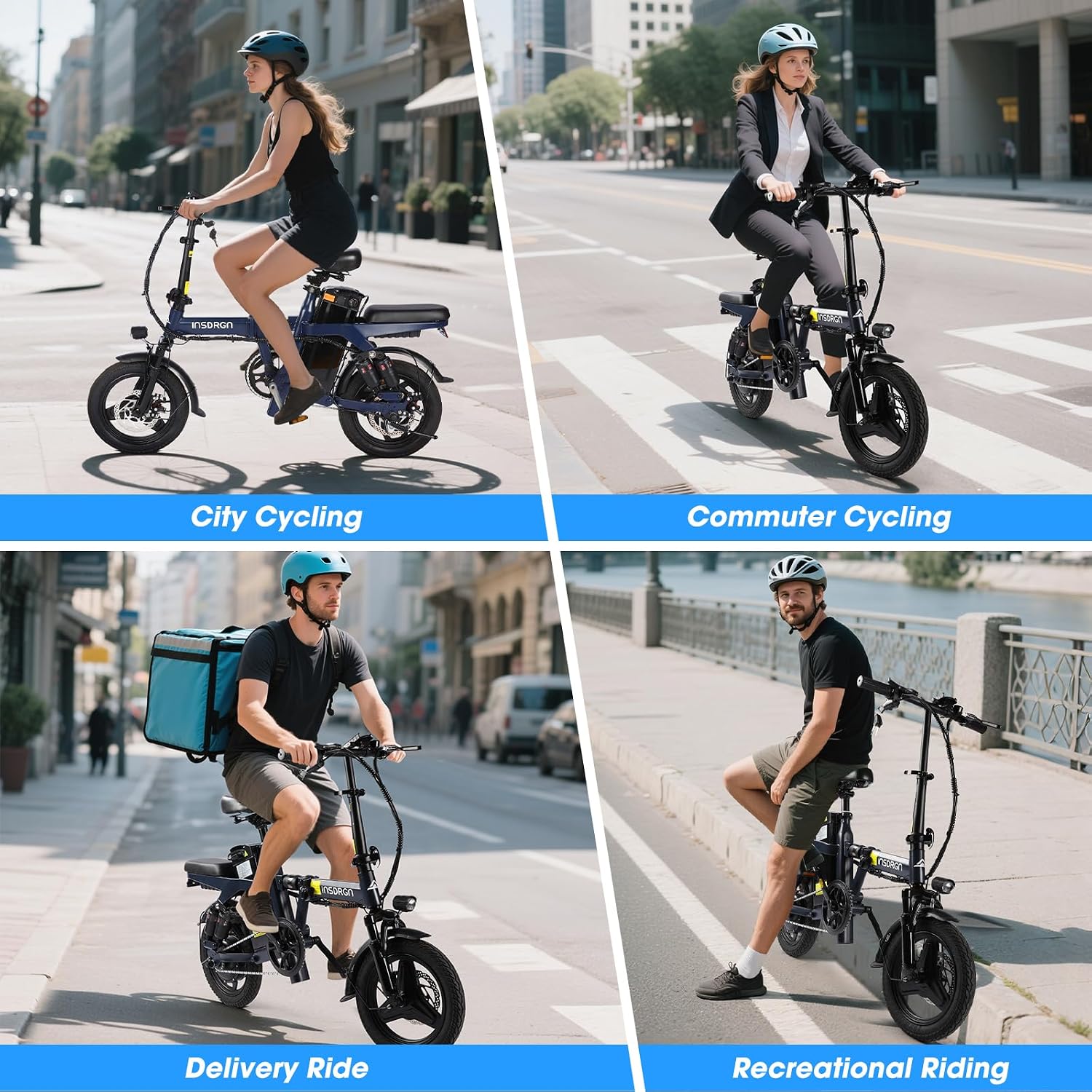 INSDRGN Electric Bike for Adults and Teens,14' Folding Adult E Bike with 650W Peak Motor,20MPH,28Miles Range,Advanced 9-Point Suspension & Dual Disc Brake,Removable Battery,UL 2849 Certified