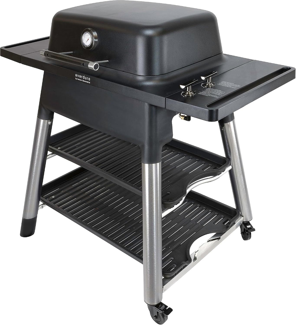 Everdure FORCE 2 Burner Gas Grill, Liquid Propane Portable BBQ Grill with Die-Cast Aluminum Body and Fast-Ignition Technology, 388 Square Inches of Grilling Surface, Adjustable Height, Matte Black