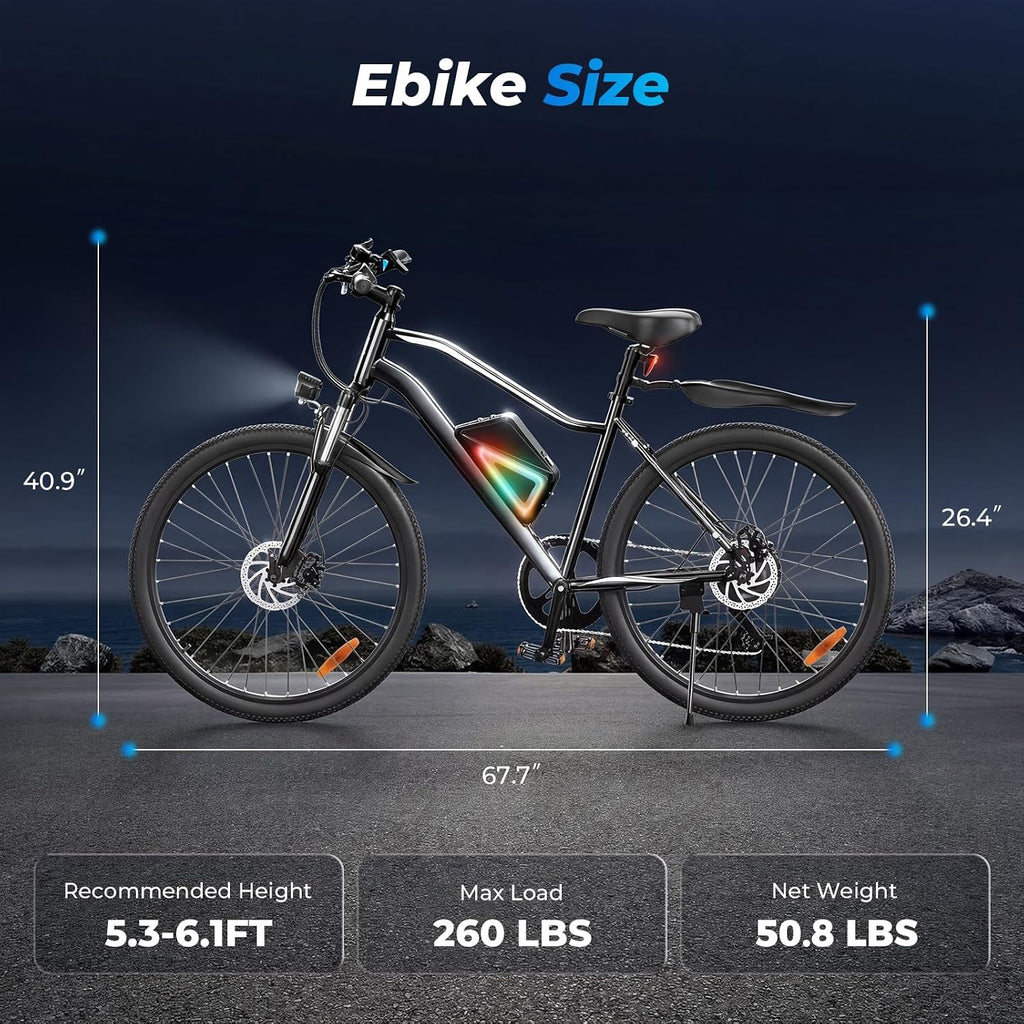 Electric Bike - 750W/1000W/1500W Motor Electric Bicycle, 20MPH, 55/70/80 Miles, Removable Battery, Shock Absorber, 5 Speed E Bike, 26' Tire Commuter Electric Bicycle for Adults