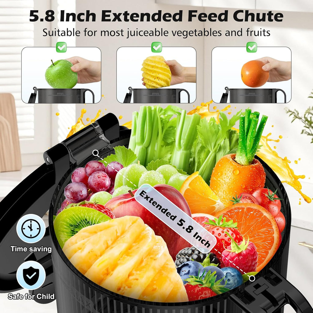 Juicer Machines with 5.8' Large Chute, 2-in-1 Cold Press Juicer for Whole Vegetables Fruits 400W, Masticating juicer Easy to Clean Juice Extractor Machine for Making Nut Mike, Juice, Premium Gray