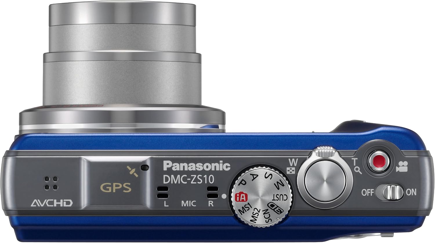 Panasonic Lumix DMC-ZS10 14.1 MP Digital Camera with 16x Wide Angle Optical Image Stabilized Zoom and Built-In GPS Function (Blue)