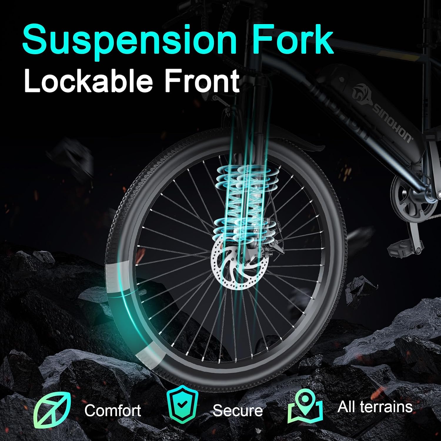 26' Electric Bike for Adults, E-Bike Commuter–500W Brushless Motor,375/749WH, 7-Speed, Front Suspension Fork, 20/28MPH Top Speed, 40+ Miles Long Range