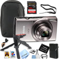 Canon PowerShot IXY 650 (ELPH 360) HS Digital Camera (Silver) + 128GB Extreme PRO Memory + Case, Grip, Software Pack (Essential Bundle) (Renewed), Black