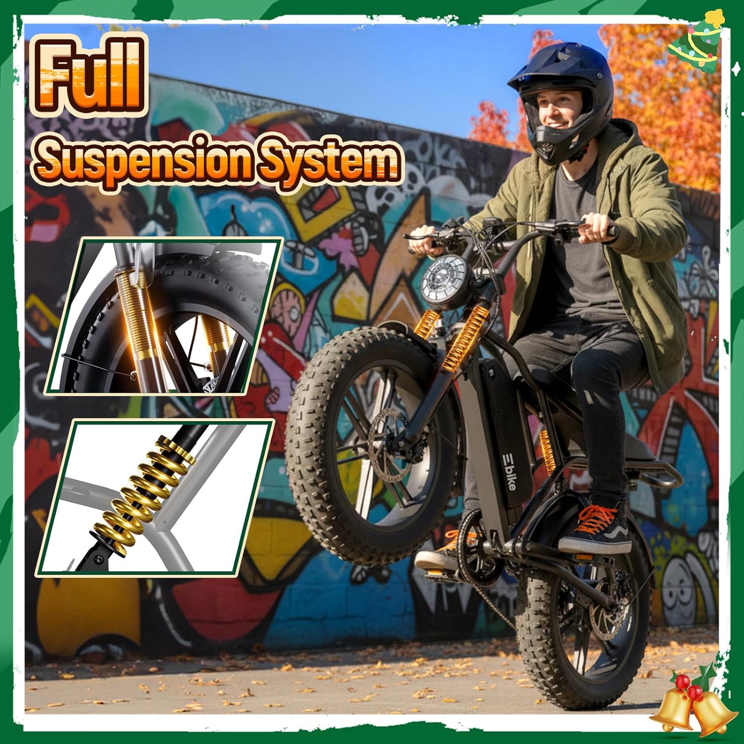 TST Electric Bike for Adults, 1500W Peak Motor 60/100 Miles Fat Tire Ebike with 48V 15Ah/25Ah Removable Battery 20' Fat Tire Electric Dirt Bike Full Suspension and 7-Speed