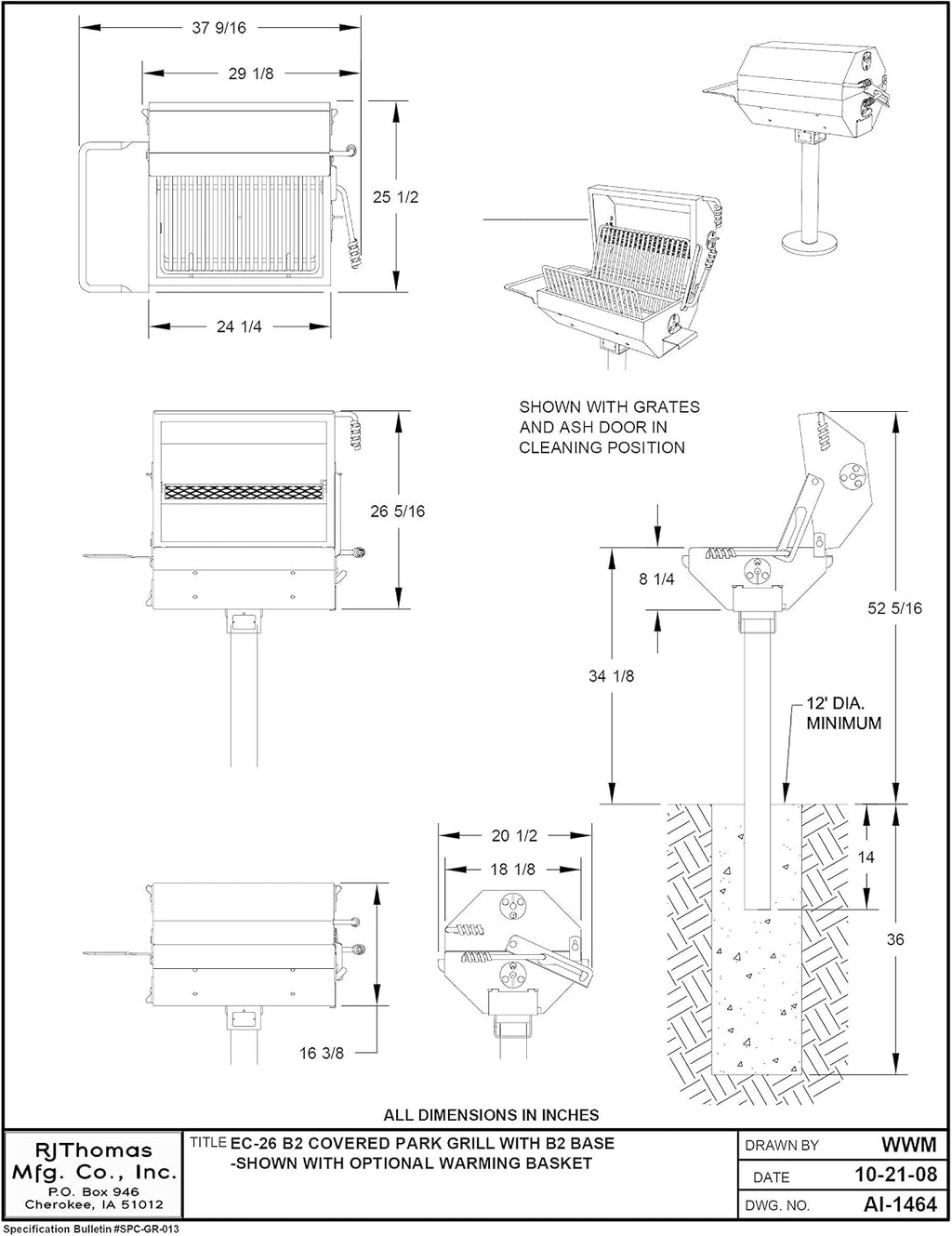 Pilot Rock Steel Covered BBQ Grill - 19in. x 22in. Model Number EC-26/S B2