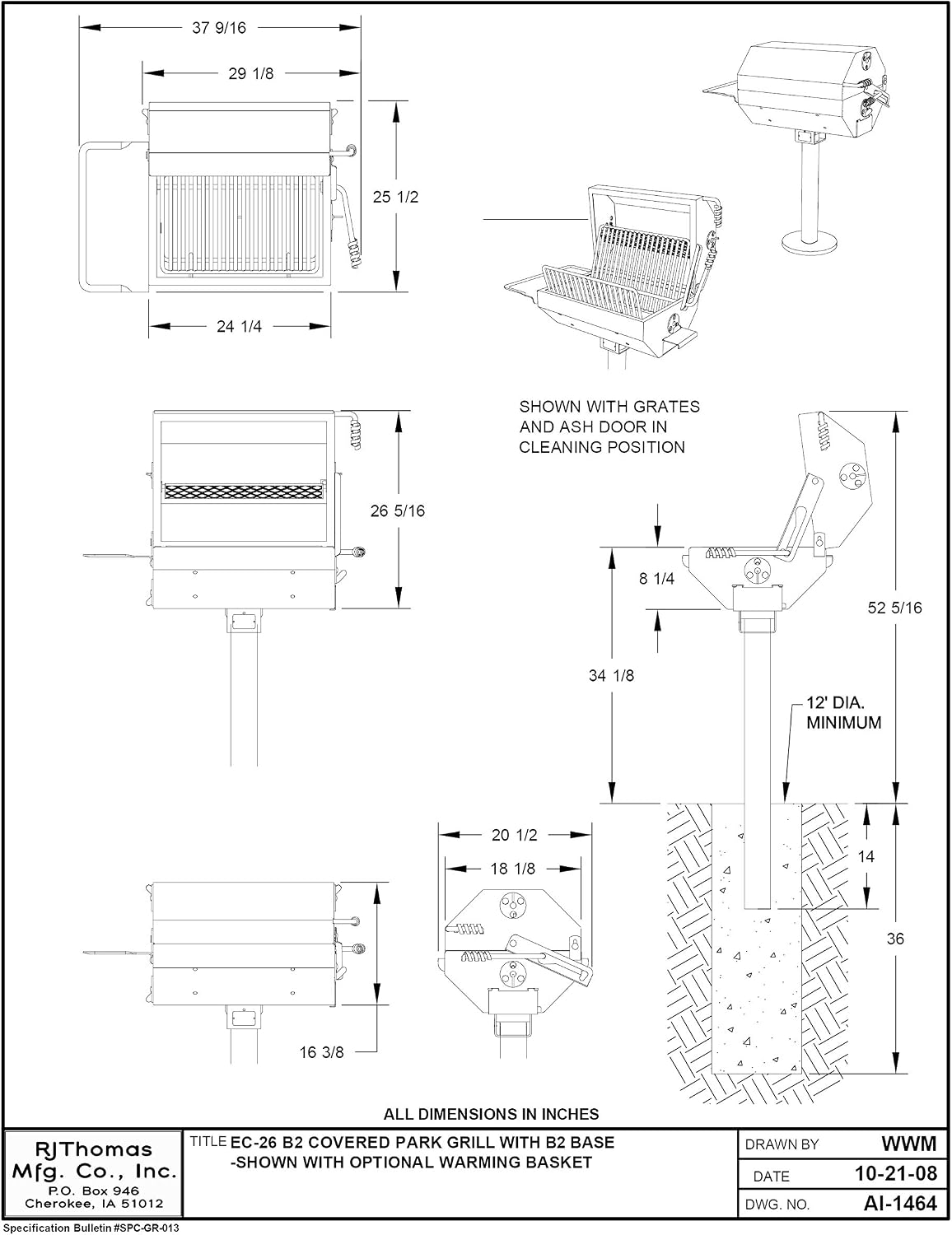 Pilot Rock Steel Covered BBQ Grill - 19in. x 22in. Model Number EC-26/S B2