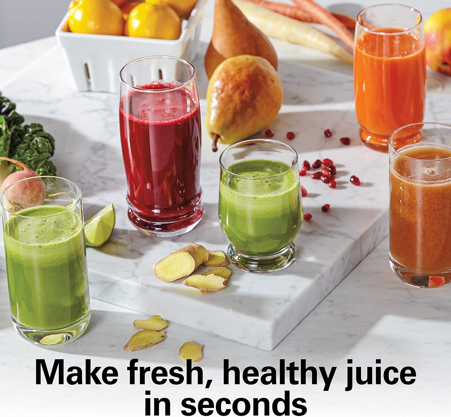 Hamilton Beach Juicer Machine, Centrifugal Extractor, Big Mouth 3' Feed Chute, Easy Clean, 2-Speeds, 40 oz. BPA Free Pitcher, 850 Watt Motor, Silver (67850)