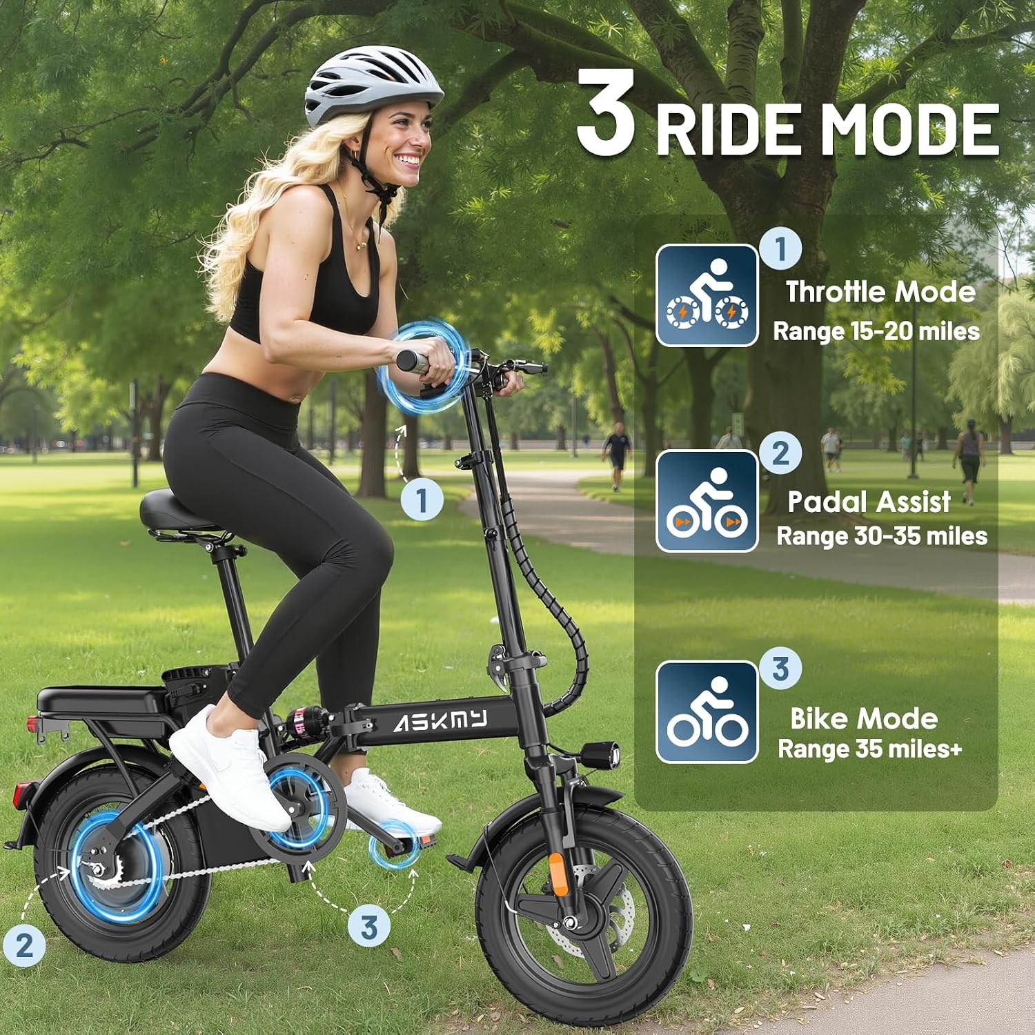 Foldable Electric Bike for Adults and Teens, 750W/1000W Peak Motor Ebike with 48V 10AH Removable Battery, 30-60 Miles PAS Range, 14' Mini E-Bike for Daily Commuting, Electric Bicycle for Riders