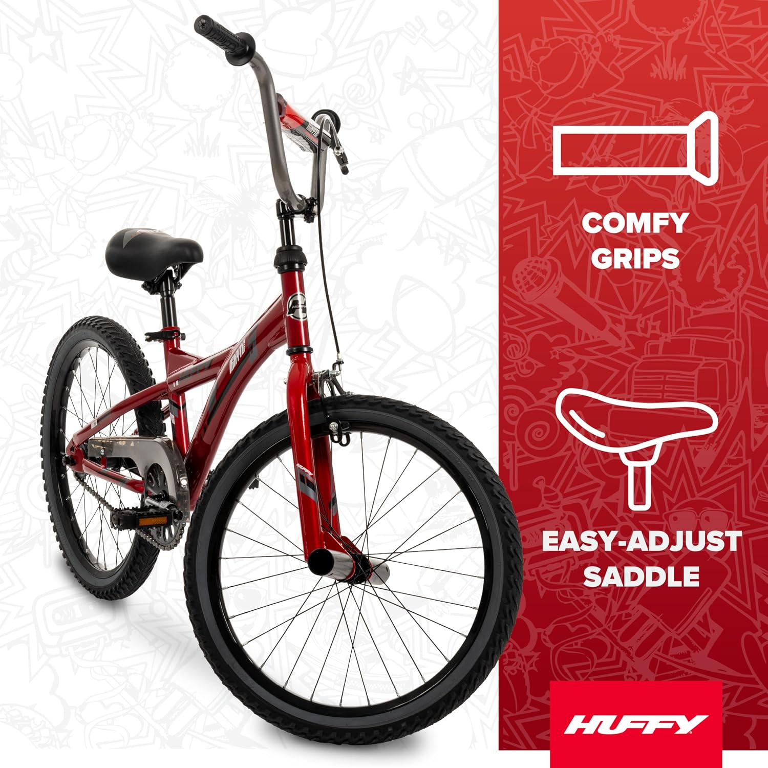 Huffy Boys and Girls 20' Bikes, Ideal for Ages 5+, Rugged and Durable Design, Easy to Assemble, Multiple Designs and Color Options Available, Beginner Level Rider