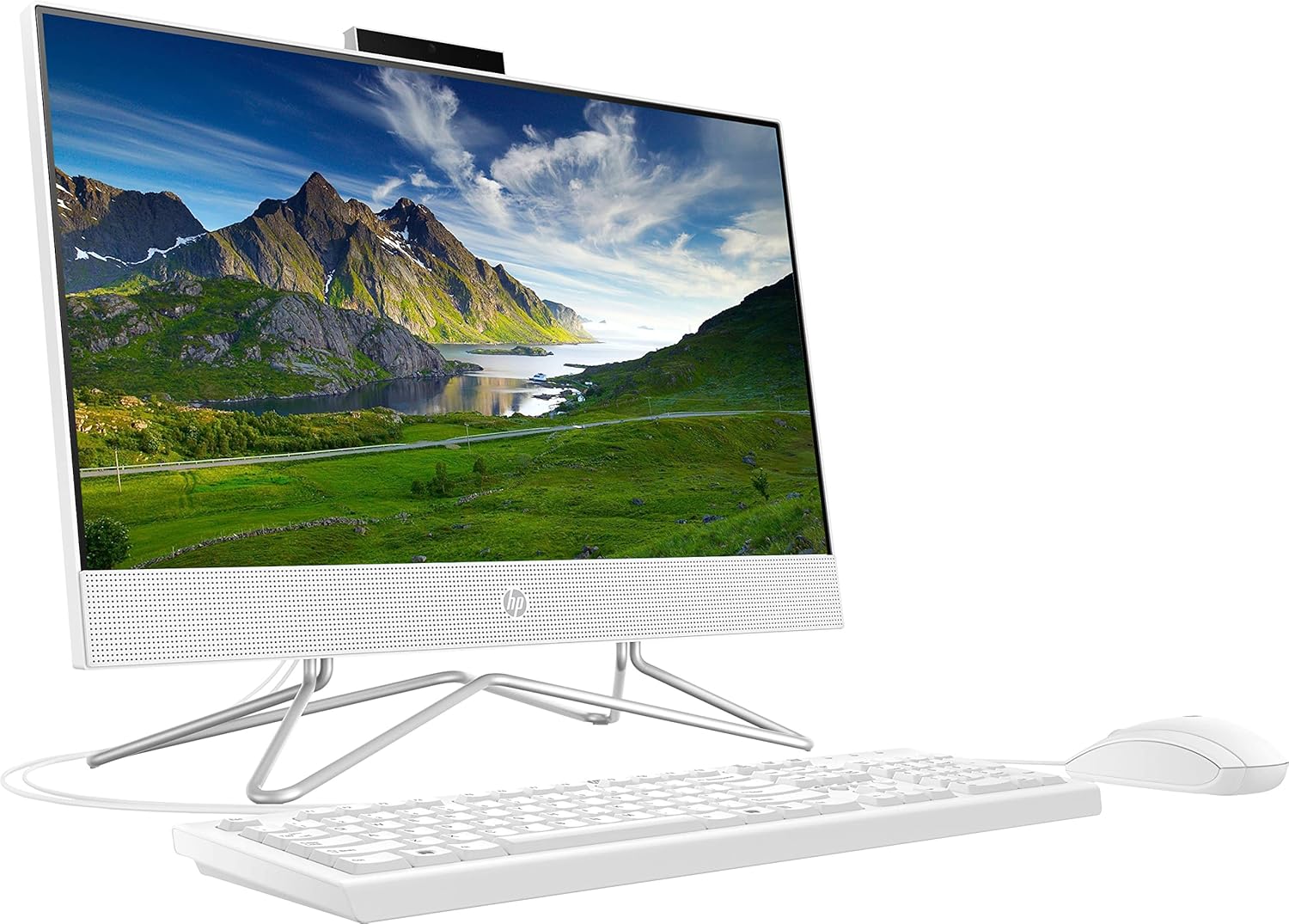 HP 2022 All-in-One Desktop, 21.5' FHD Display, Intel Celeron J4025 Processor, 8GB RAM, 256GB PCIe SSD, Webcam, HDMI, RJ-45, Wired Keyboard&Mouse, WiFi, Windows 11 Home, White