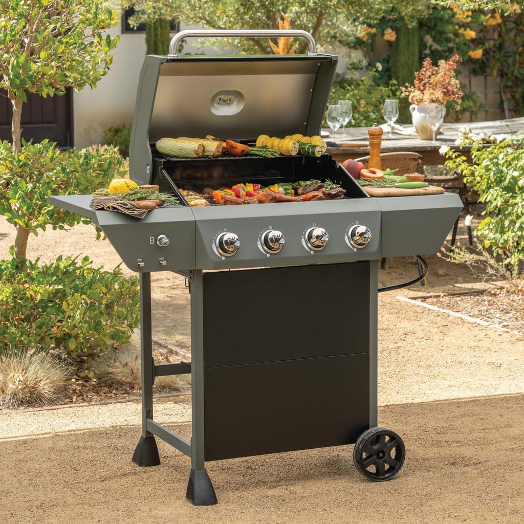 Megamaster 4-Burner Propane Gas Grill with Side Tables, 44,000BTUs, 566.92 SQ. In. Cooking Space, 2 Wheel Transport, Outdoor Kitchen Grill for BBQs, Backyards, Tailgating, and More - 720-1093B