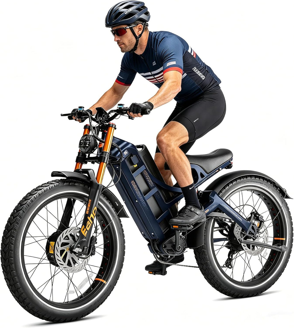 eAhora 2026 Romeo Pro 3 5600W 50Mph High-Torque Ebike, 60V 80Ah 250-Mile Long Range Electric Bike for Adults, Adjustable Air Suspension, 26'' Puncture-Proof Tire, UL 2849 Certified by TÜV